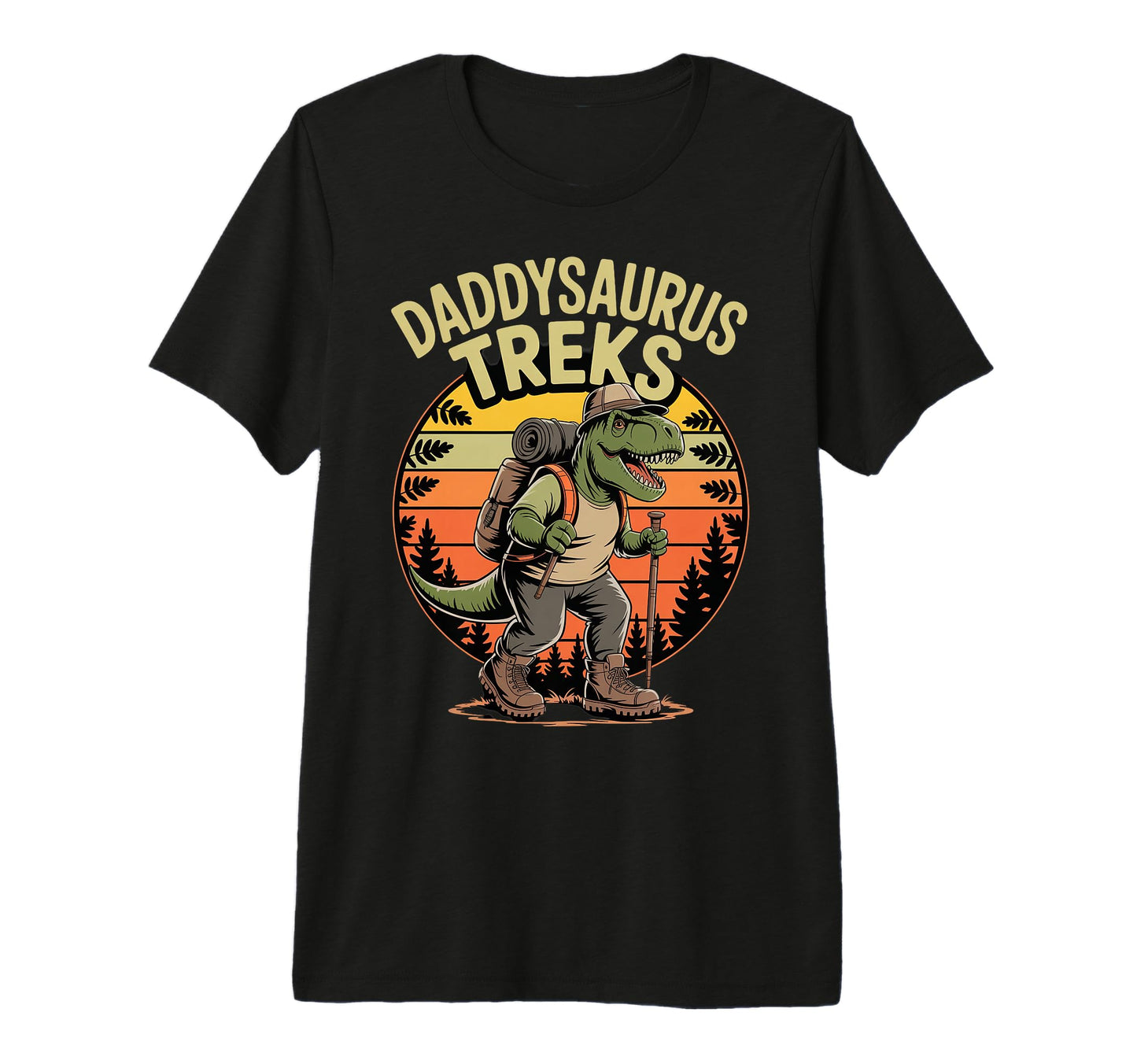 Daddysaurus Treks Funny Hiking Dino T-Shirt - Novelty Apparel for Adults - T-Shirt, Sweatshirt, Hoodie