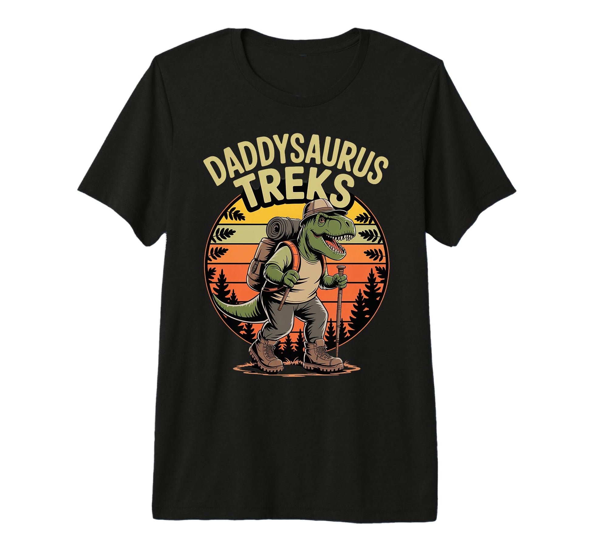 Daddysaurus Treks Funny Hiking Dino T-Shirt - Novelty Apparel for Adults - T-Shirt, Sweatshirt, Hoodie