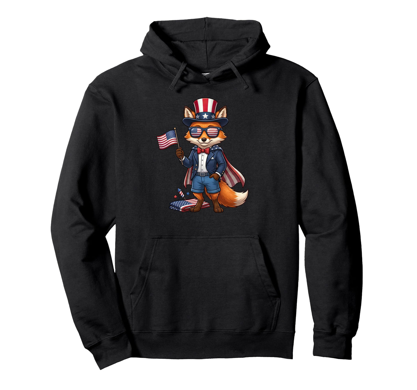 Funny Fox American Usa Flag Memorial Hoodie - Aesthetic Graphic Men Women - T-Shirt, Sweatshirt, Hoodie