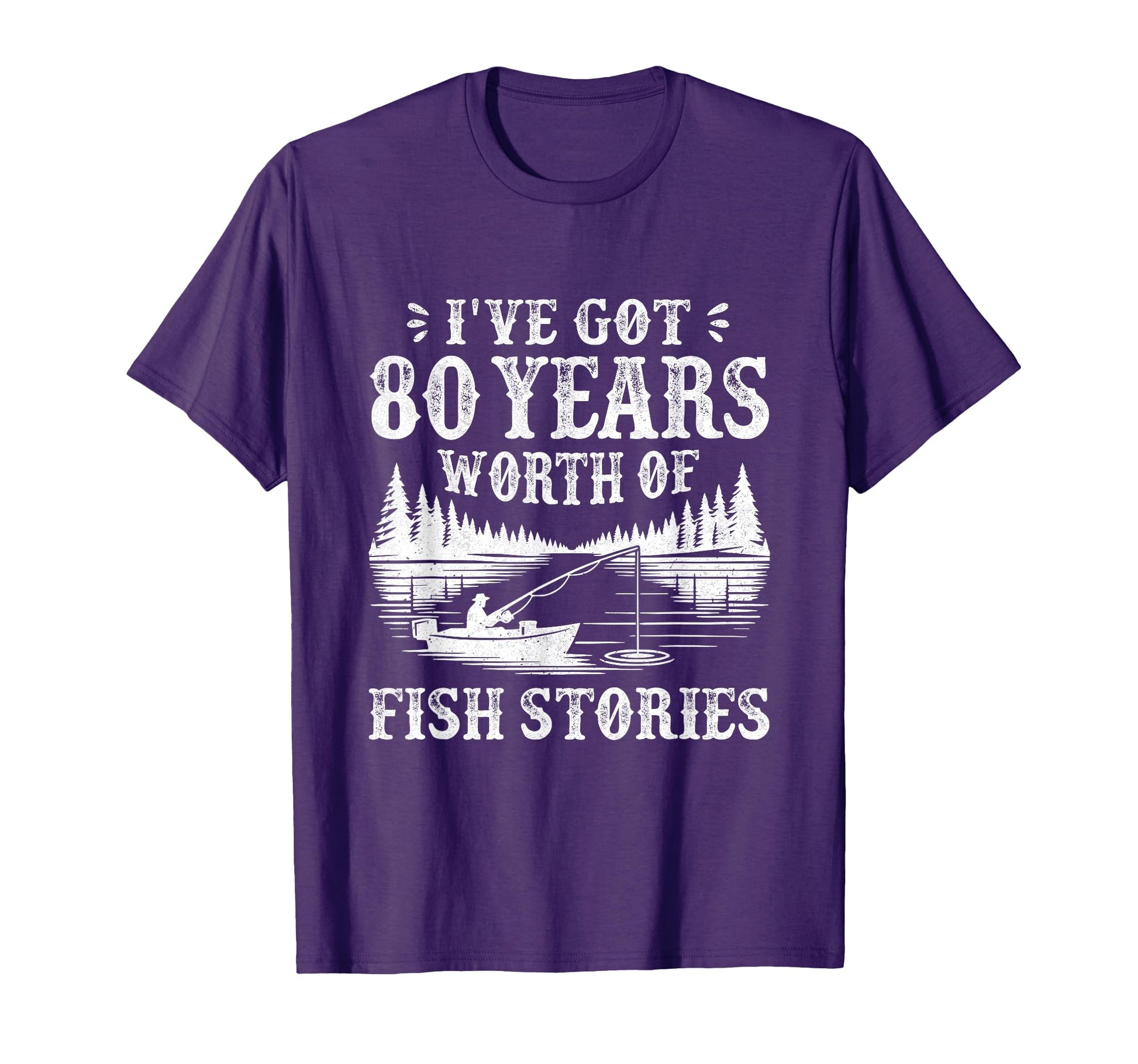 80Th Birthday Fisherman Fishing 80 T-Shirt - Minimalist Print for Adults - T-Shirt, Sweatshirt, Hoodie