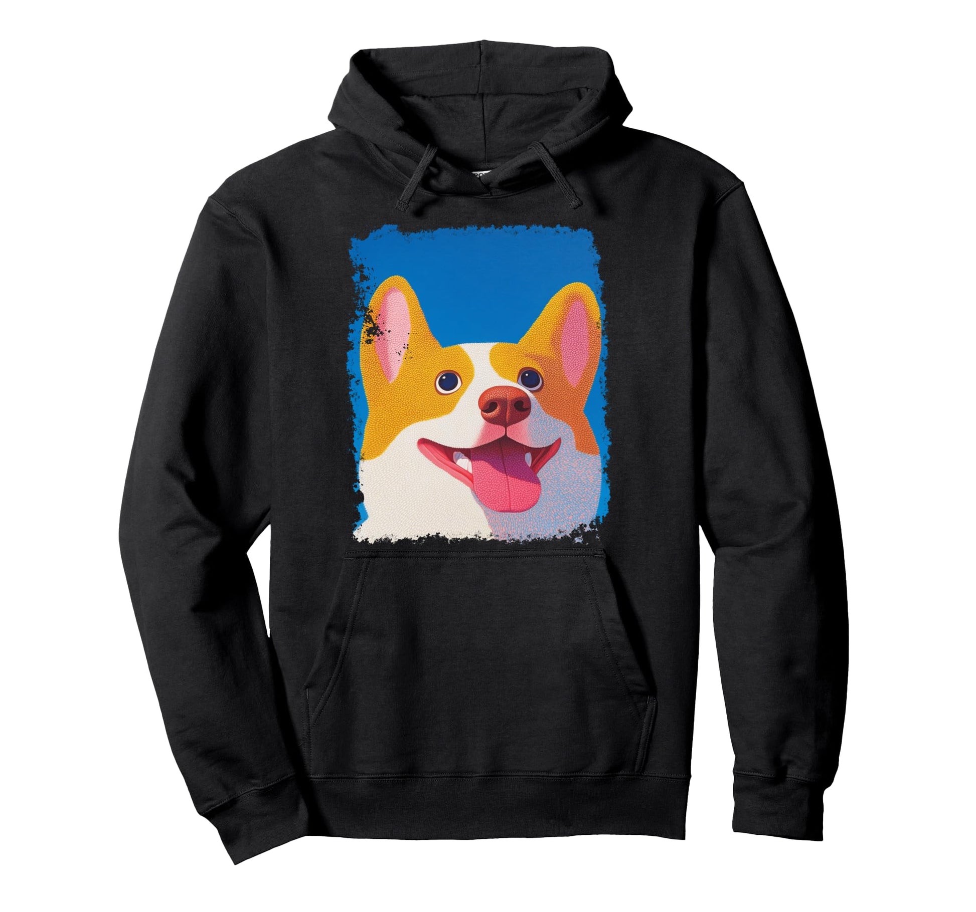 Pop Art Funny Silly Corgi Dog Hoodie - Unique Graphic Unisex - T-Shirt, Sweatshirt, Hoodie