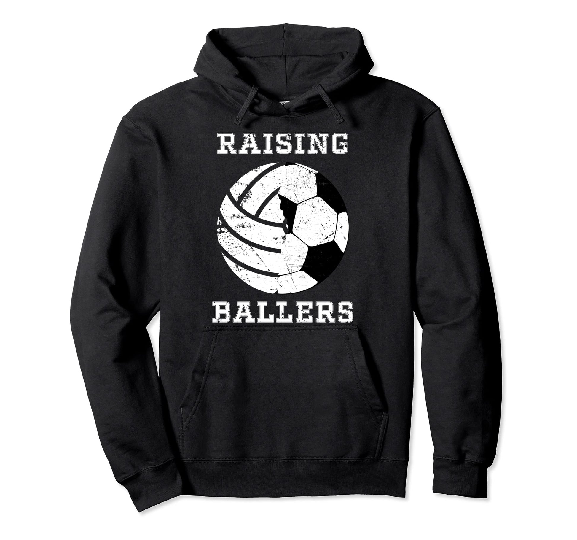Raising Ballers Soccer Volleyball Dad Hoodie - Trendy Graphic for Adults - T-Shirt, Sweatshirt, Hoodie