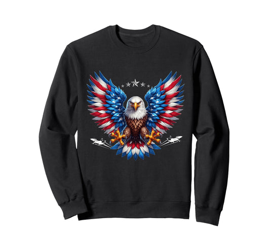 American Flag Bald Eagle 4Th July Usa Sweatshirt - Trendy Graphic Unisex - T-Shirt, Sweatshirt, Hoodie