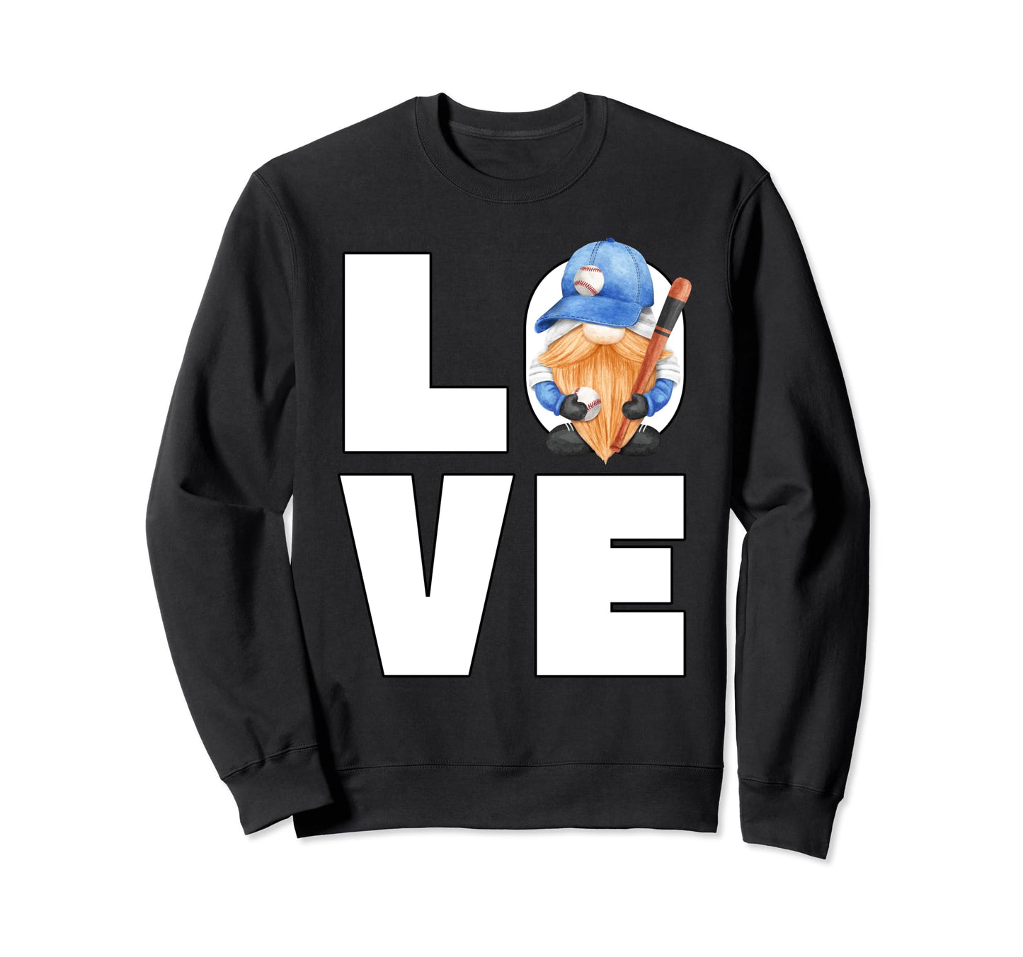 Love Baseball Player Gnome Funny Sweatshirt - Custom Art Print for Adults - T-Shirt, Sweatshirt, Hoodie