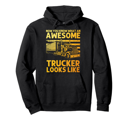 Best Truck Driver Art Dad Trucking Hoodie - Fun Novelty Design Men Women - T-Shirt, Sweatshirt, Hoodie
