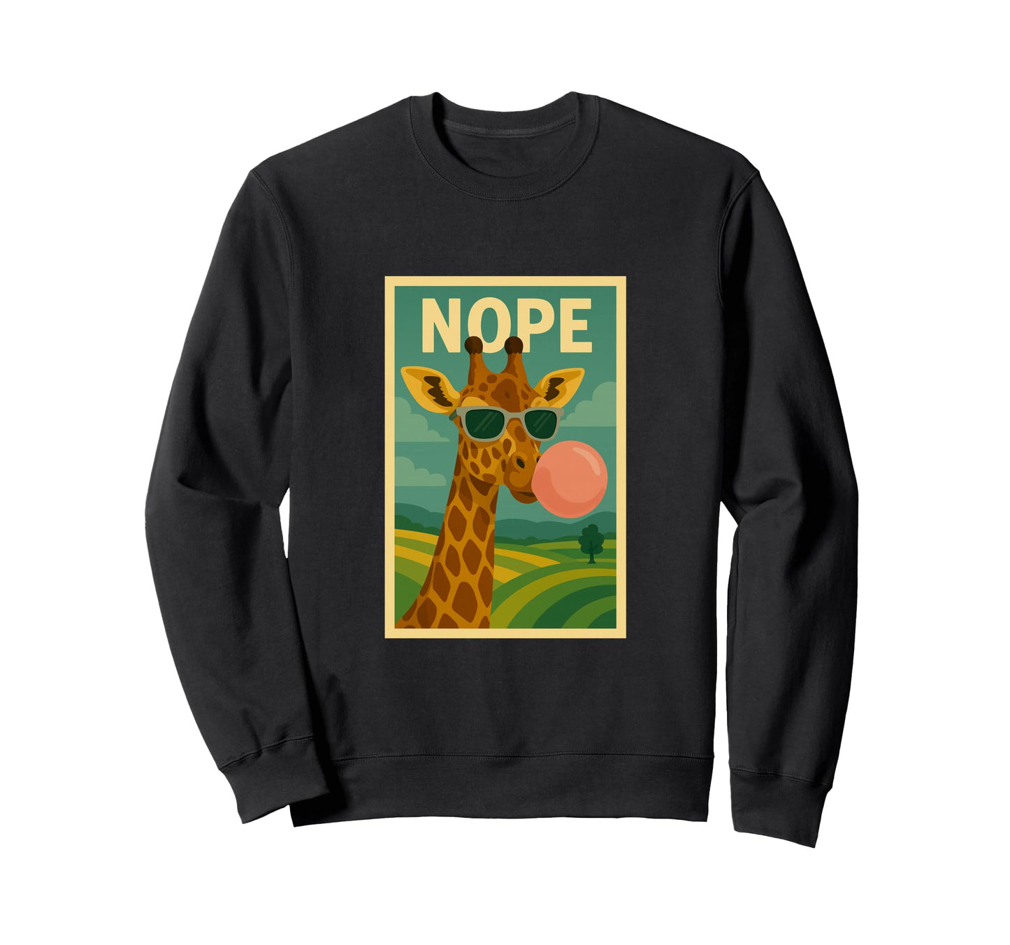 Giraffe Nope Chewing Gum Bubble Pop Sweatshirt - Graphic Print for Adults - T-Shirt, Sweatshirt, Hoodie