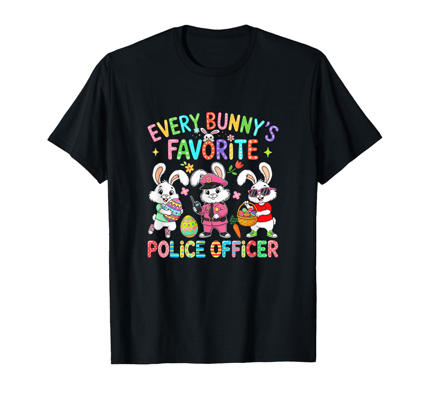 Bunnys Favorite Police Officer Easter T-Shirt - Minimalist Print Unisex - T-Shirt, Sweatshirt, Hoodie