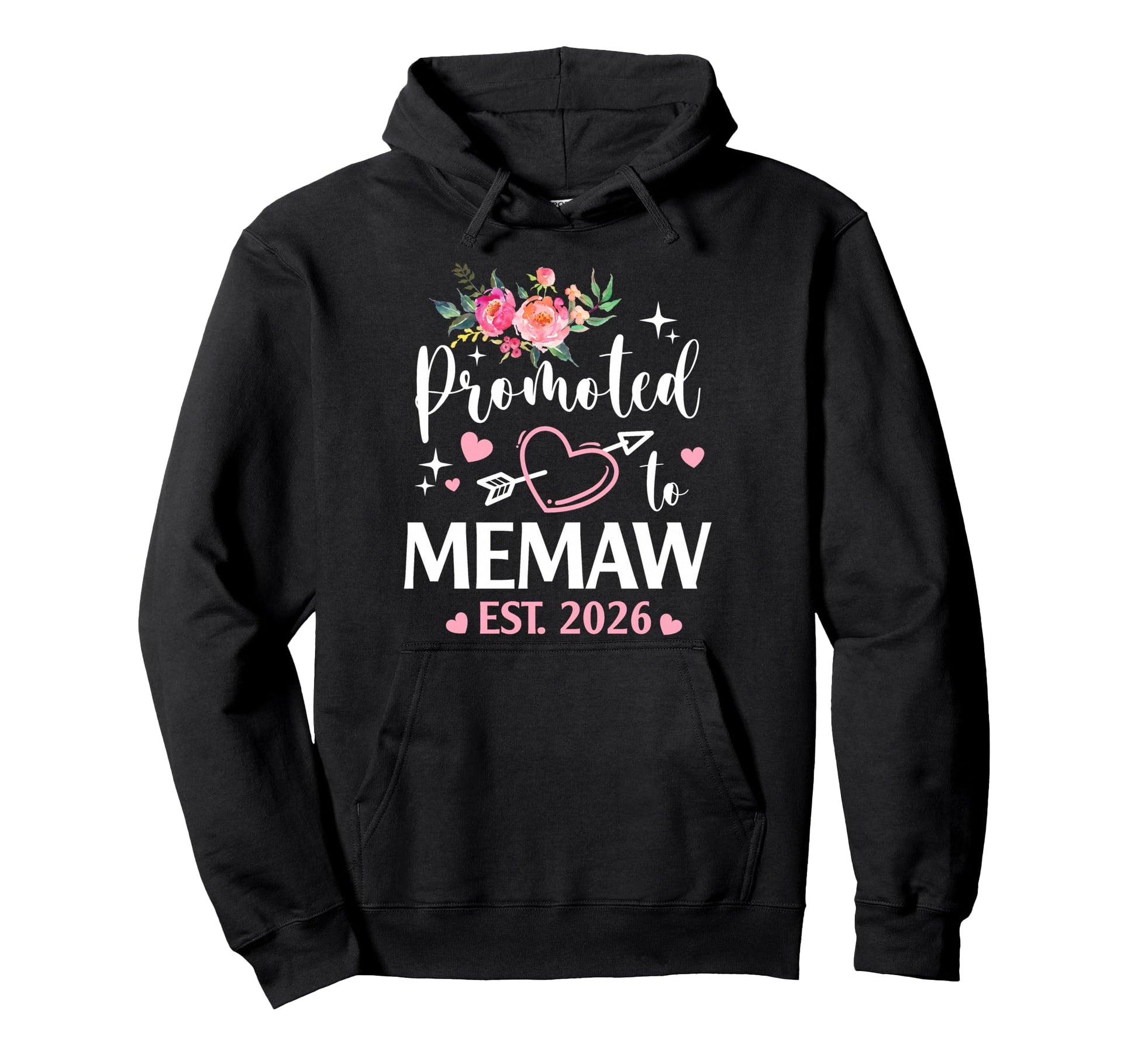 Promoted To Memaw 2026 Flower Heart New Hoodie - Unique Graphic Unisex - T-Shirt, Sweatshirt, Hoodie