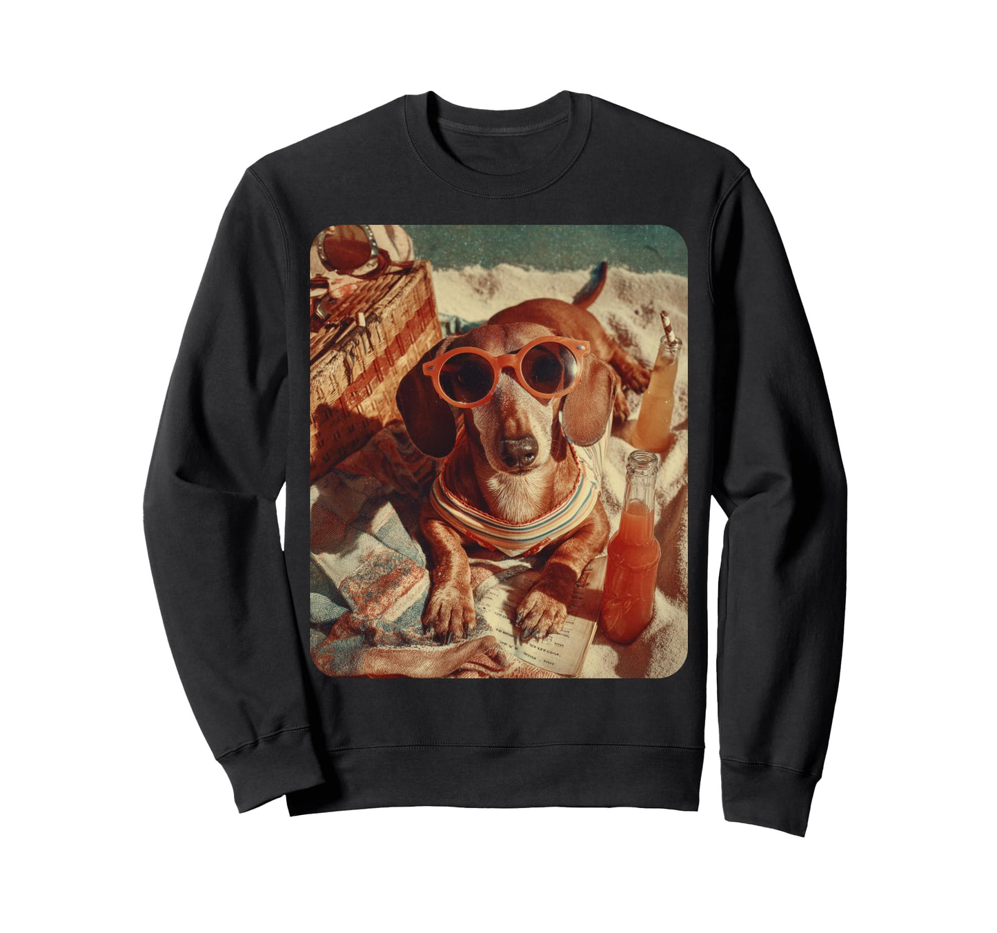 Wiener Dog Hawaiian Funny Dogs Sweatshirt - Fun Novelty Design for Adults - T-Shirt, Sweatshirt, Hoodie
