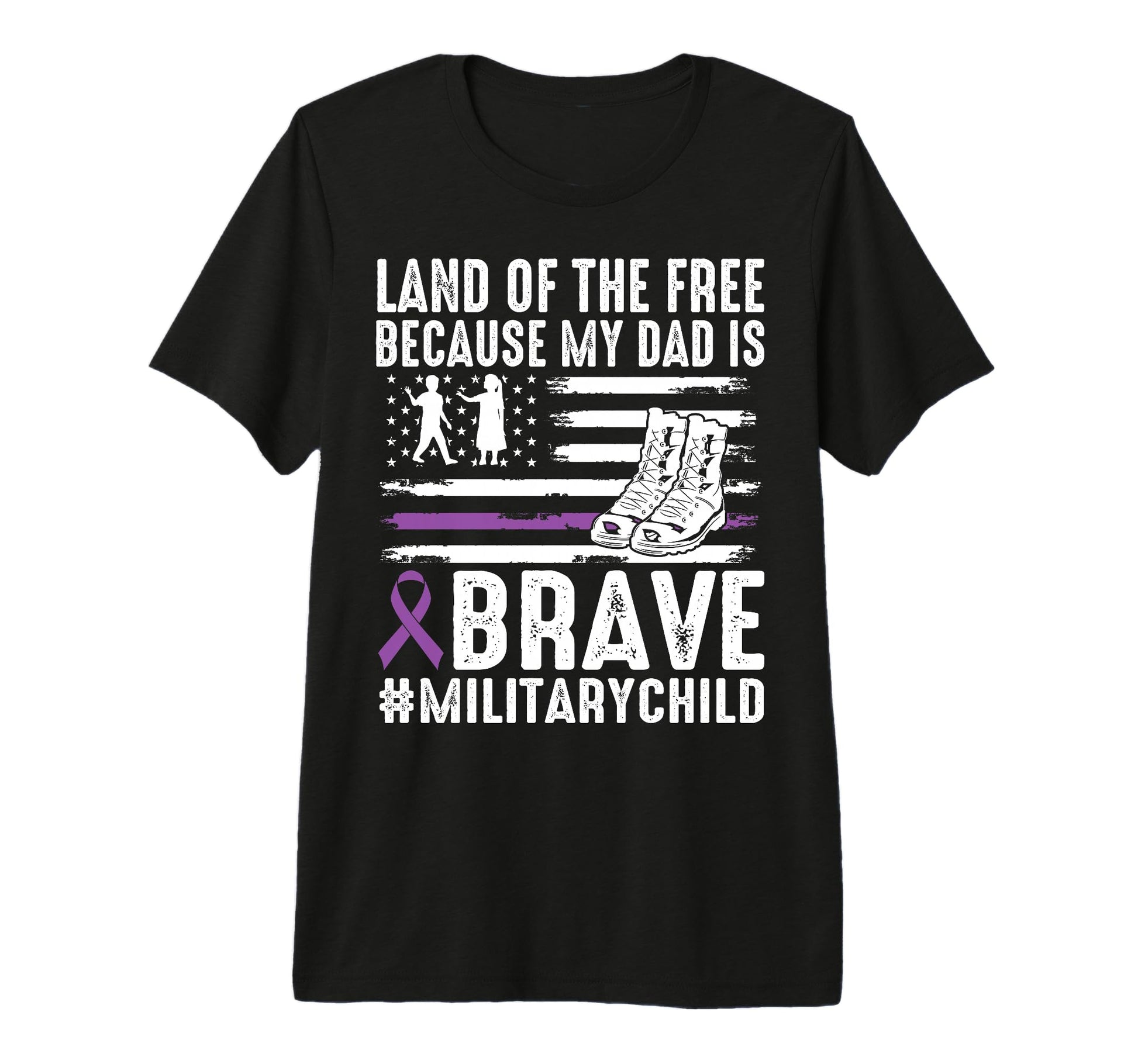 Land Free Because My Dad Brave Proud T-Shirt - Minimalist Print Unisex - T-Shirt, Sweatshirt, Hoodie