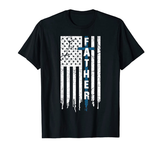 American Flag Thin Blue Line T-Shirt - Novelty Apparel for Adults - T-Shirt, Sweatshirt, Hoodie