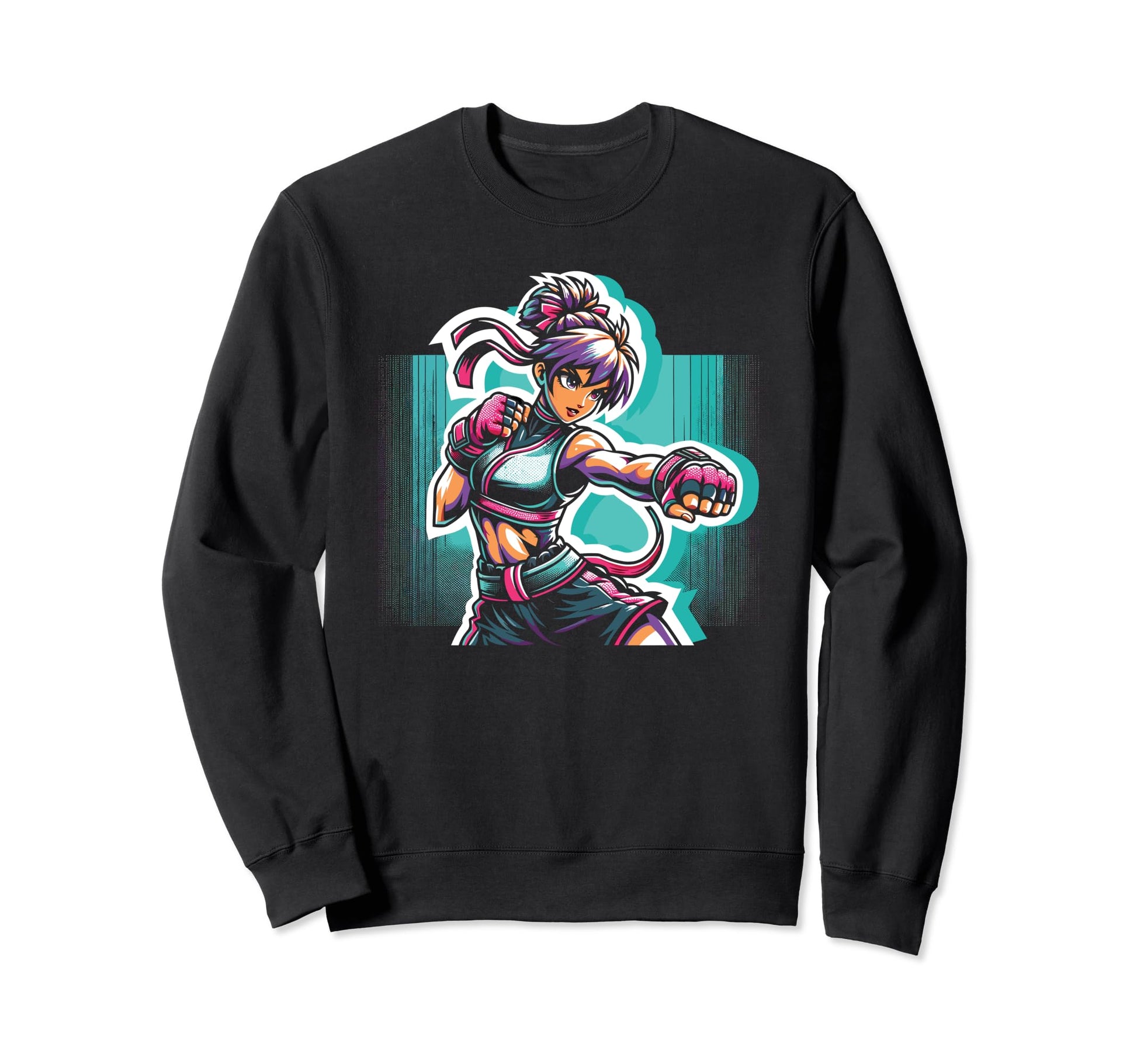 Anime Fighter Anime Gym Pop Art Sweatshirt - Trendy Graphic Unisex - T-Shirt, Sweatshirt, Hoodie