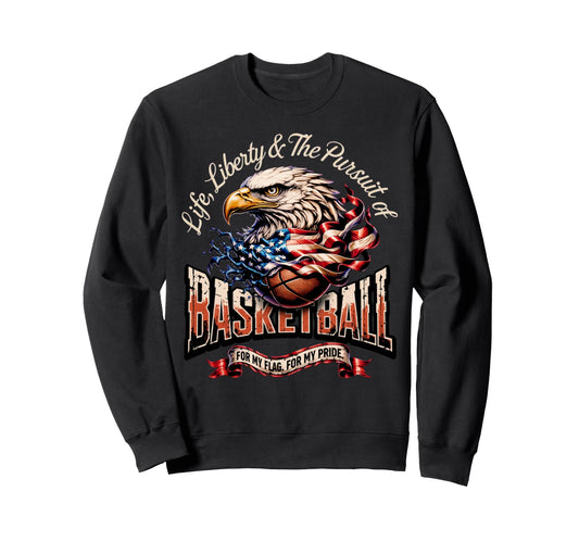 Basketball American Flag Basketball Sweatshirt - Trendy Graphic for Adults - T-Shirt, Sweatshirt, Hoodie