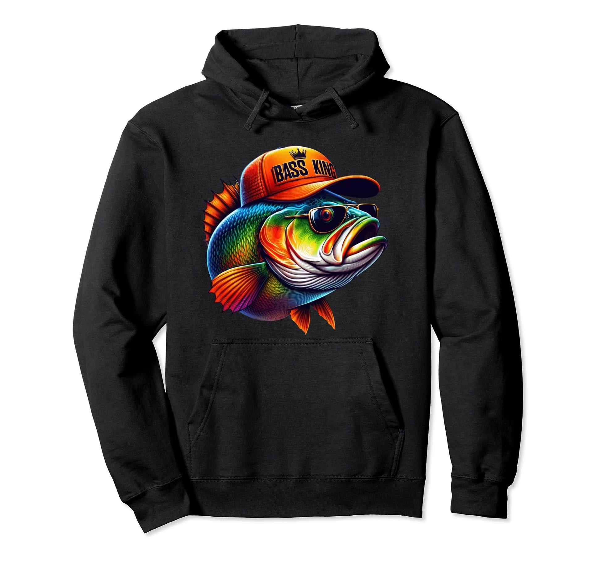 Bass King Fish Dad Papa Trucker Hat Hoodie - Custom Art Print Men Women - T-Shirt, Sweatshirt, Hoodie
