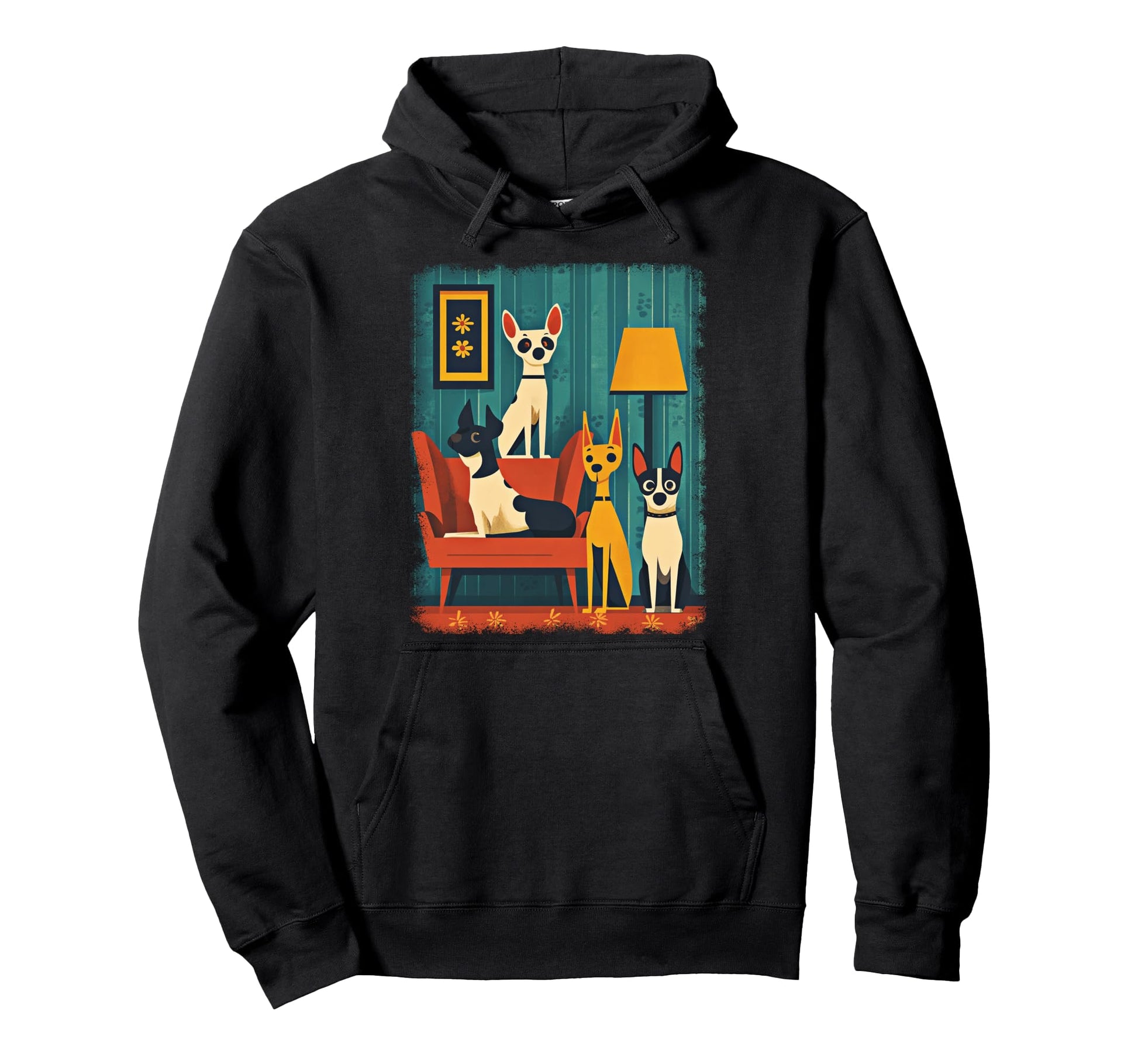 Mid Century Modern Dogs 50S 60S Hoodie - Graphic Print Unisex - T-Shirt, Sweatshirt, Hoodie