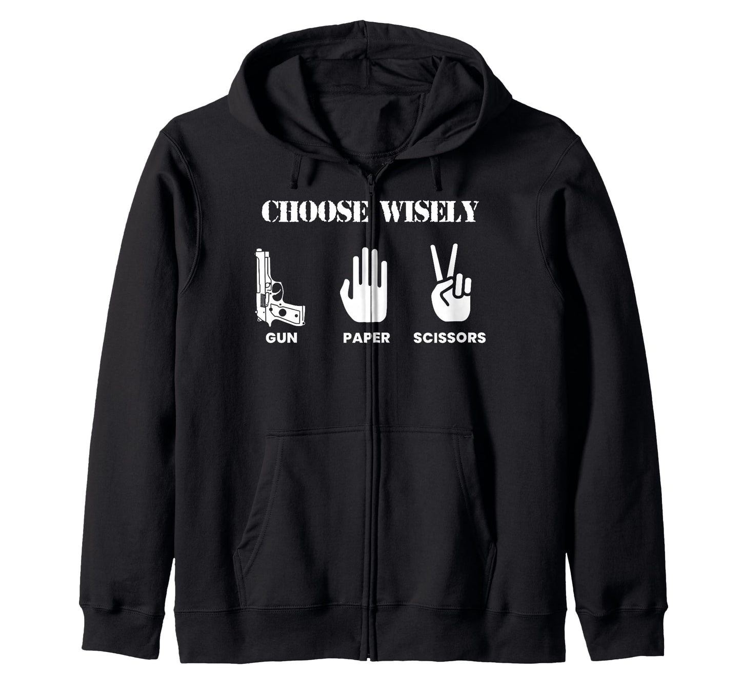Funny Choose Wisely Gun Paper Scissors T-Shirt - Unique Graphic Unisex - T-Shirt, Sweatshirt, Hoodie