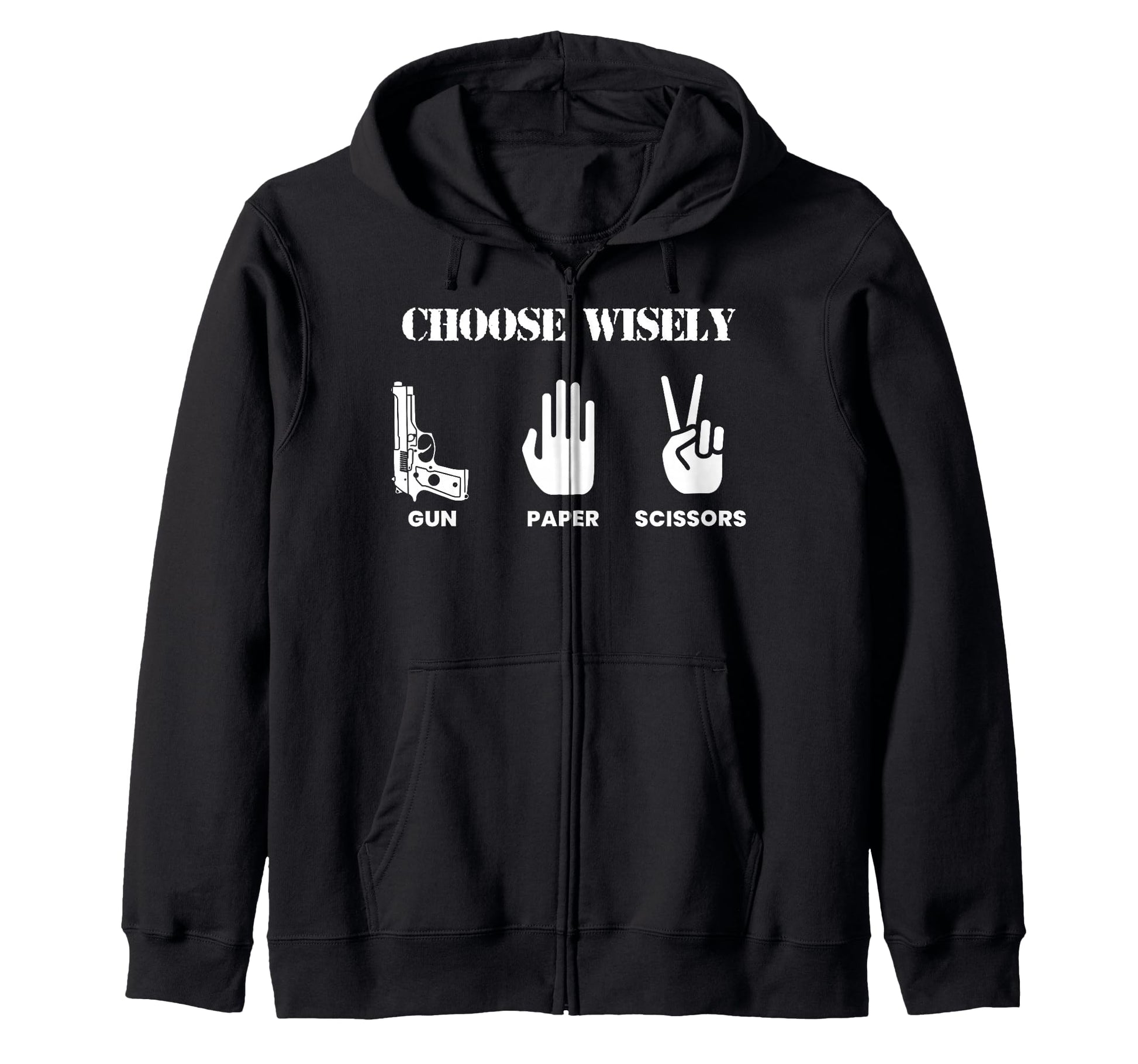 Funny Choose Wisely Gun Paper Scissors T-Shirt - Unique Graphic Unisex - T-Shirt, Sweatshirt, Hoodie