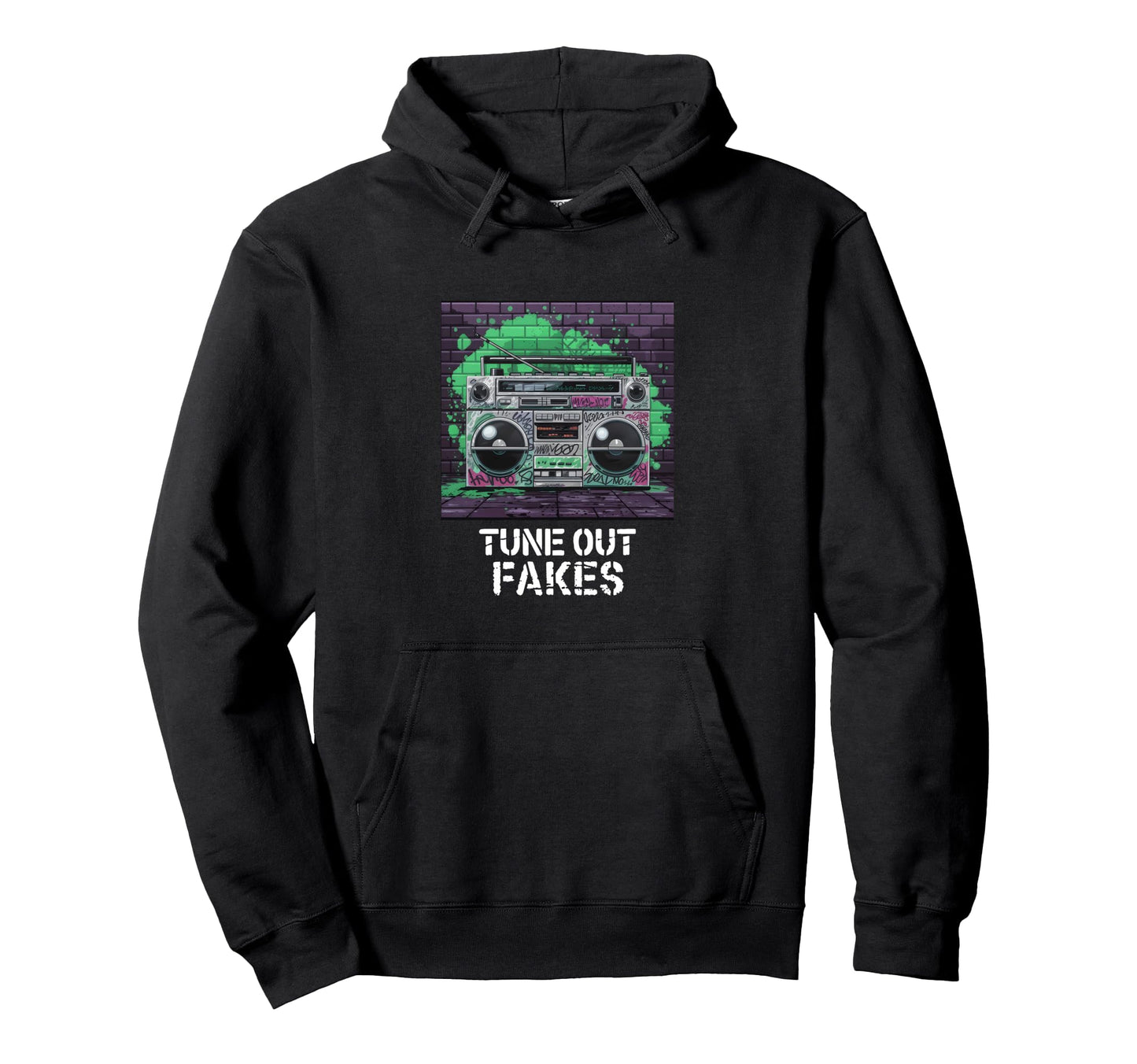 Boombox Graffiti Tune Fakes Out Clever Hoodie - Trendy Graphic Men Women - T-Shirt, Sweatshirt, Hoodie