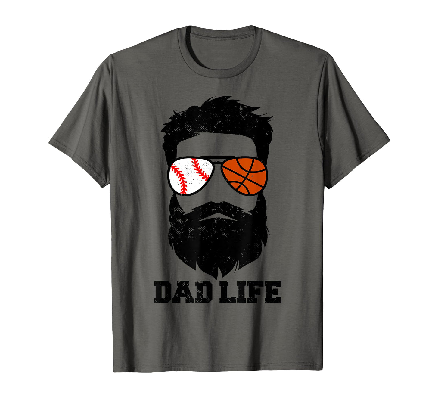 Baseball Basketball Dad Messy Hair T-Shirt - Graphic Print for Adults - T-Shirt, Sweatshirt, Hoodie
