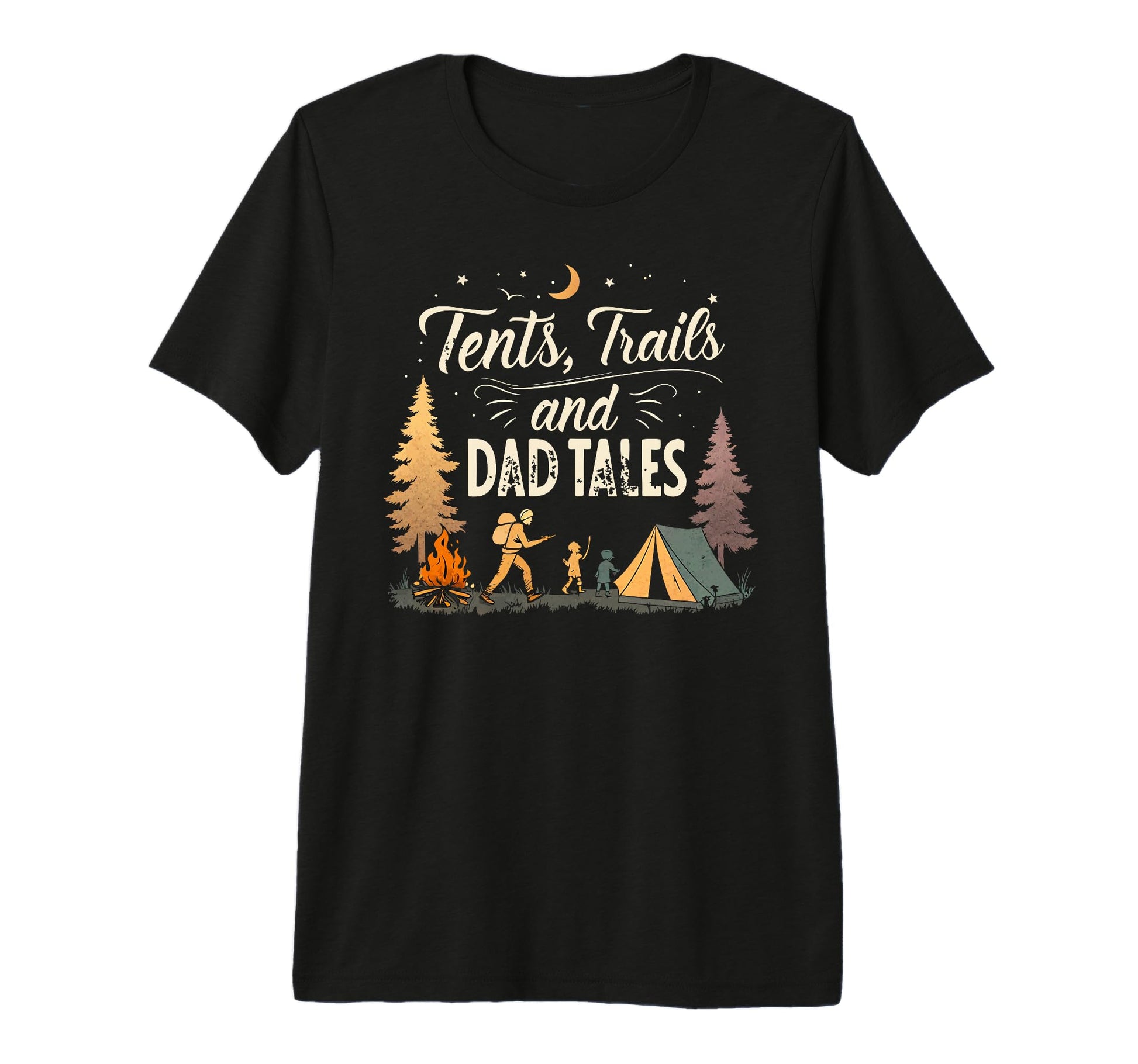 Tents Trails And Dad Tales Adventure Tri T-Shirt - Graphic Print Men Women - T-Shirt, Sweatshirt, Hoodie