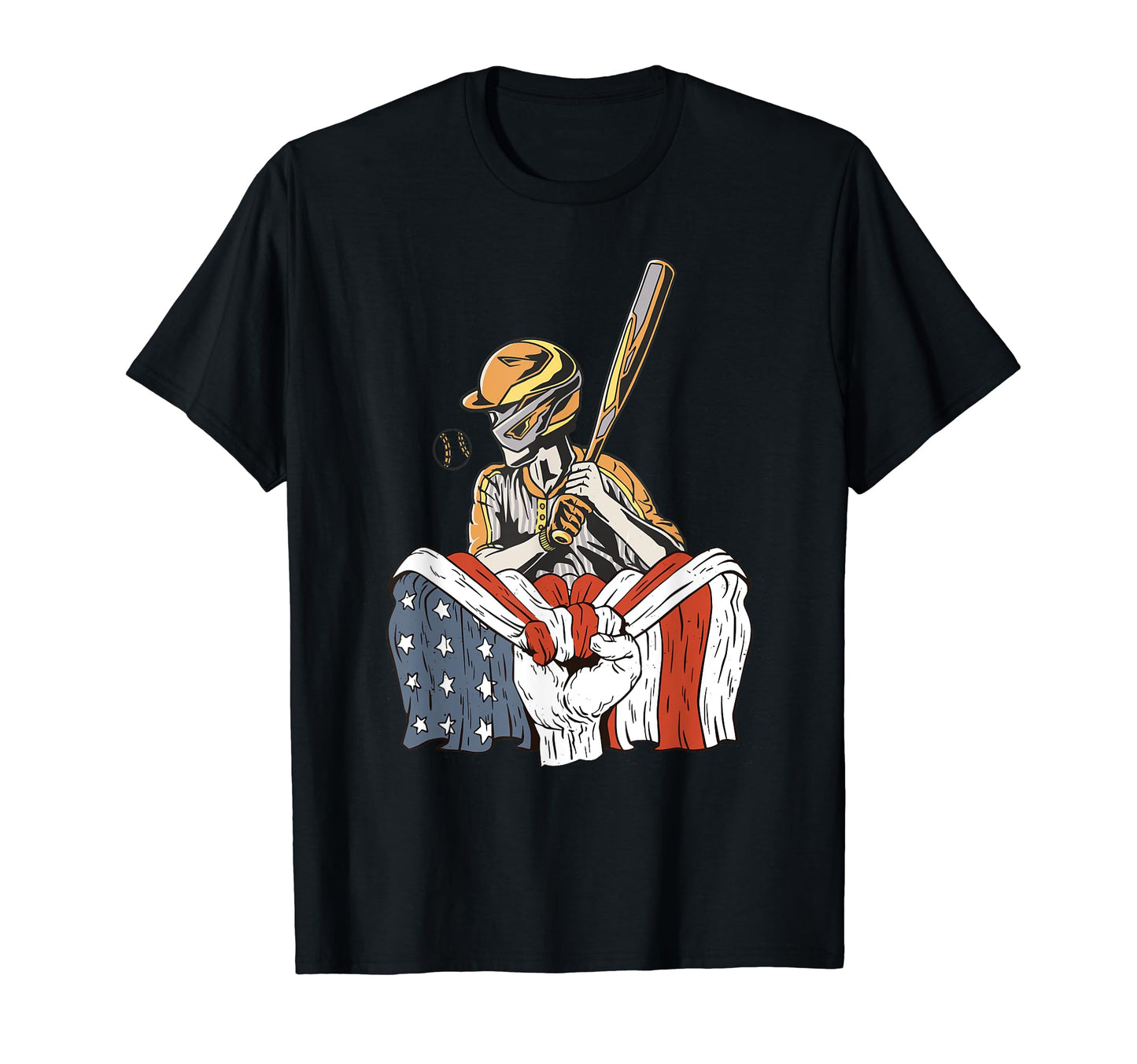 American Flag Baseball Player T-Shirt - Unique Graphic for Adults - T-Shirt, Sweatshirt, Hoodie