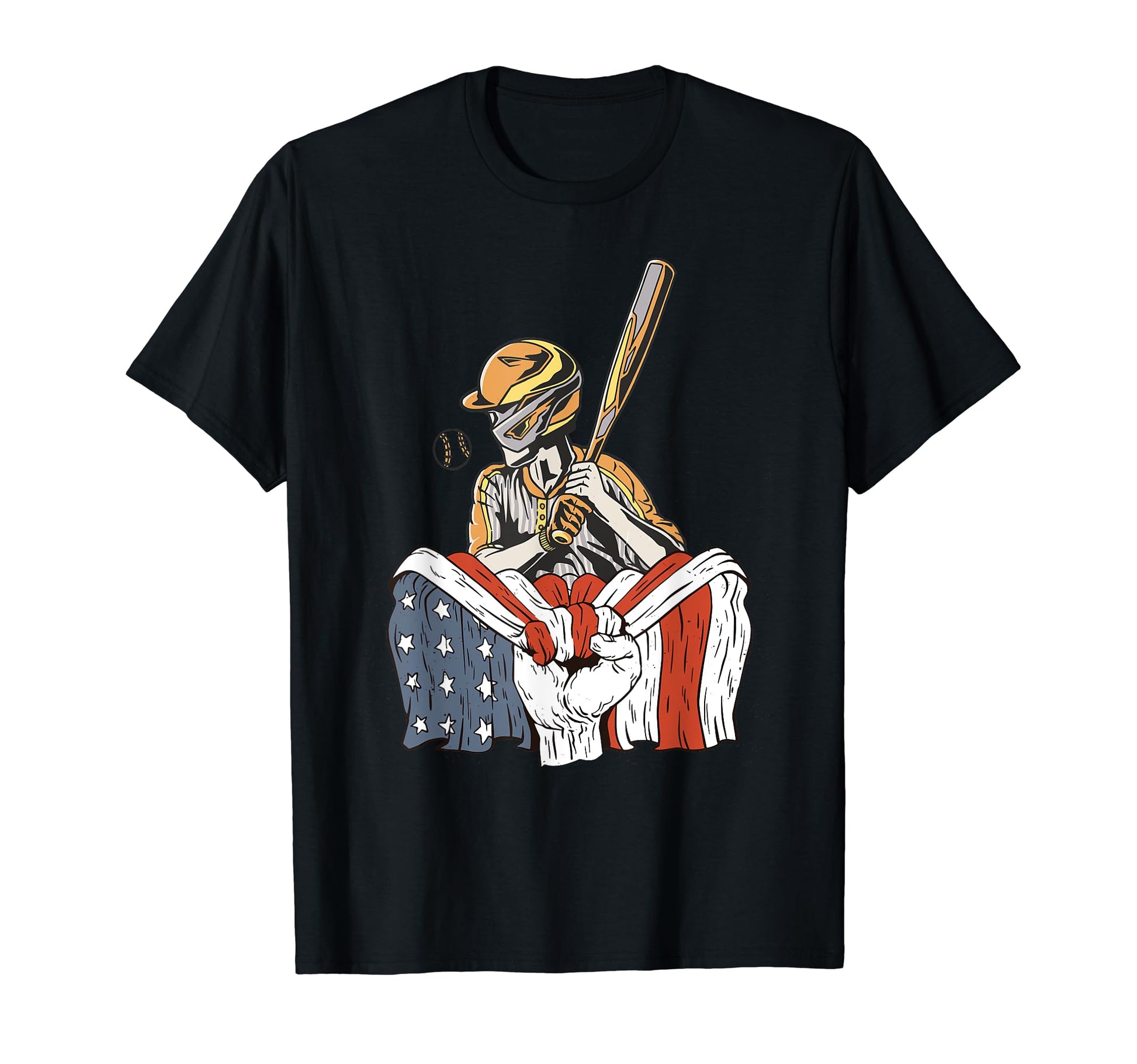 American Flag Baseball Player T-Shirt - Unique Graphic for Adults - T-Shirt, Sweatshirt, Hoodie