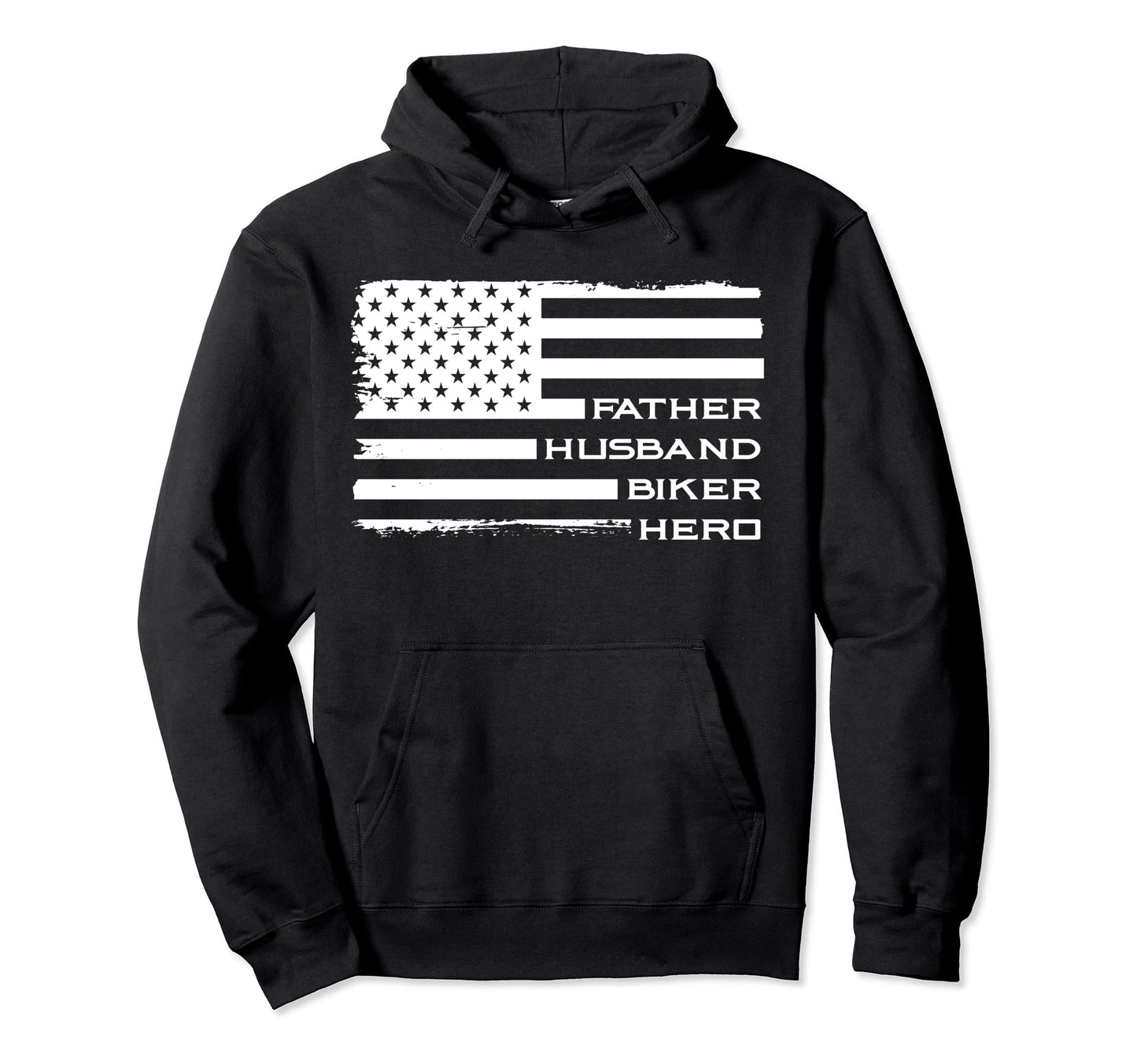 Father Husband Biker Hero Fathers Day Hoodie - Minimalist Print Men Women - T-Shirt, Sweatshirt, Hoodie