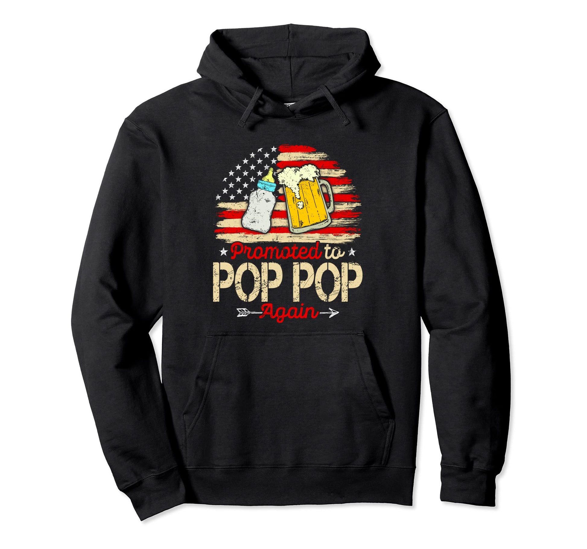 Promoted To Pop Pop Again Usa Flag Hoodie - Custom Art Print for Adults - T-Shirt, Sweatshirt, Hoodie