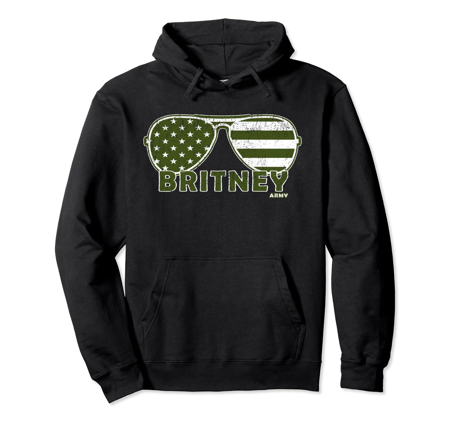 Britney Army Green Us Flag Sunglasses Hoodie - Streetwear Style for Adults - T-Shirt, Sweatshirt, Hoodie