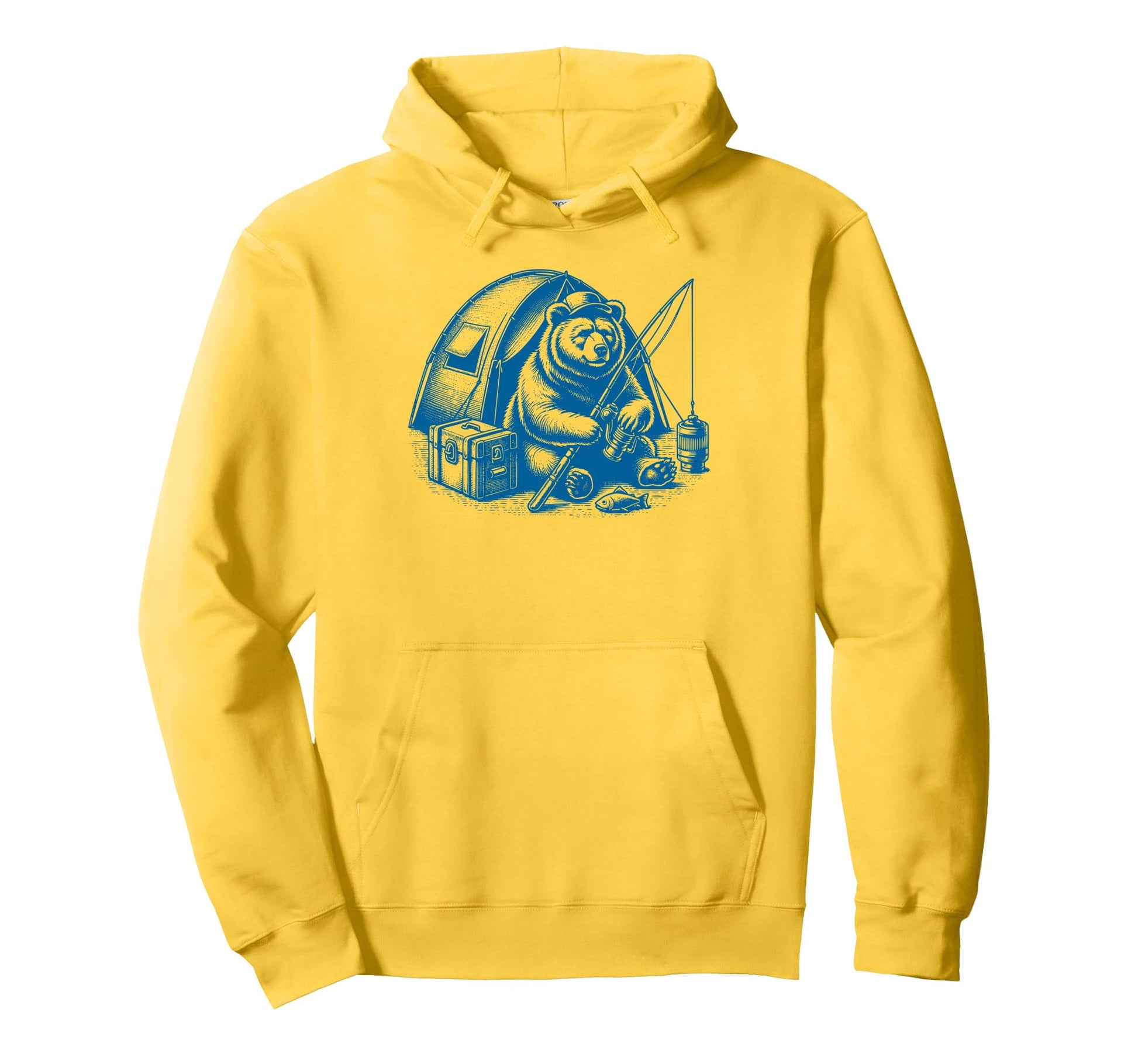 Fishing Bear Camping Fishing Fathers Day Hoodie - Unique Graphic for Adults - T-Shirt, Sweatshirt, Hoodie