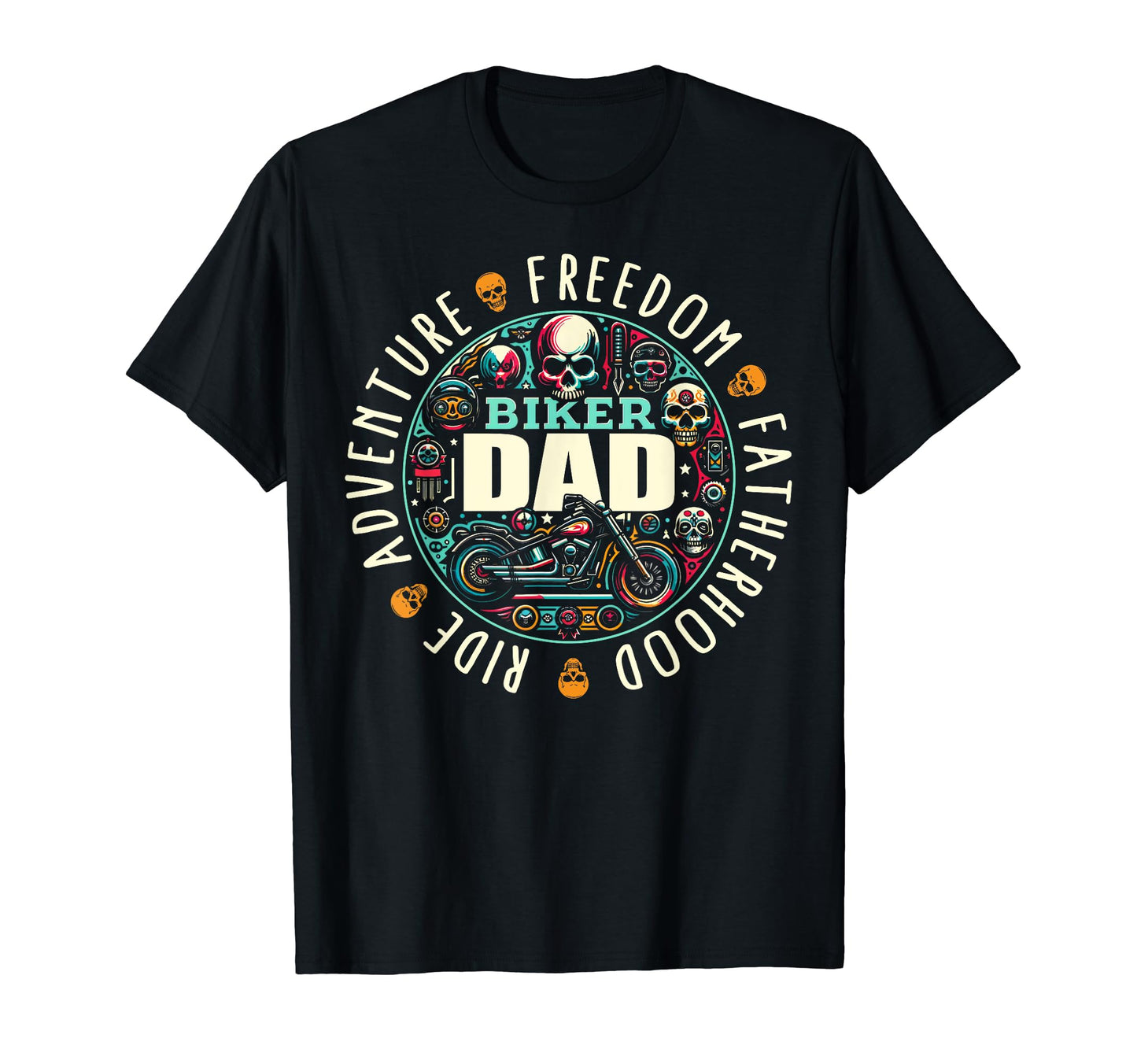 Fatherhood Biker Dad Skull Motorcycle T-Shirt - Trendy Graphic Men Women - T-Shirt, Sweatshirt, Hoodie