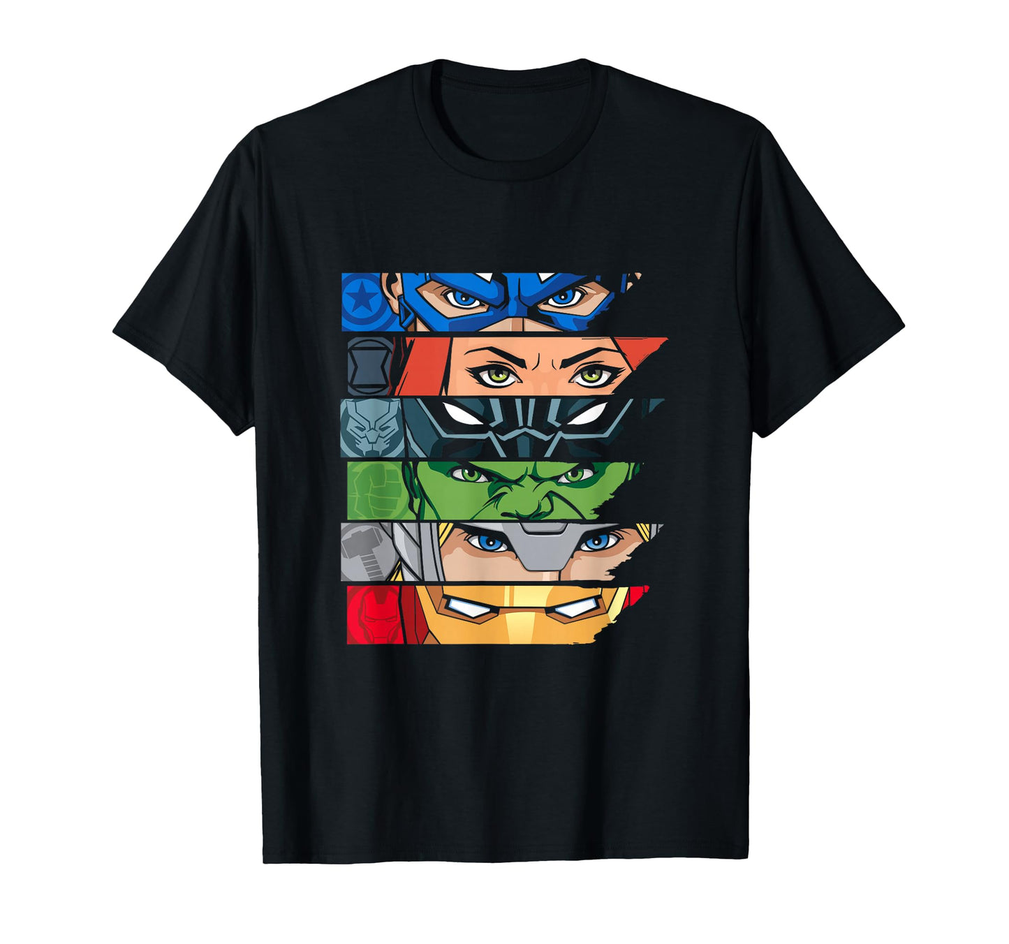 Marvel Avengers Super Hero Eyes Black T-Shirt - Custom Art Print for Adults - T-Shirt, Sweatshirt, Hoodie