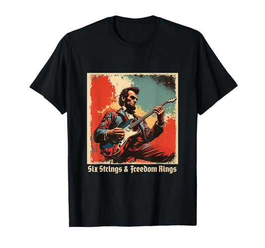 Abraham Lincoln Guitar Six Strings T-Shirt - Aesthetic Graphic Unisex - T-Shirt, Sweatshirt, Hoodie
