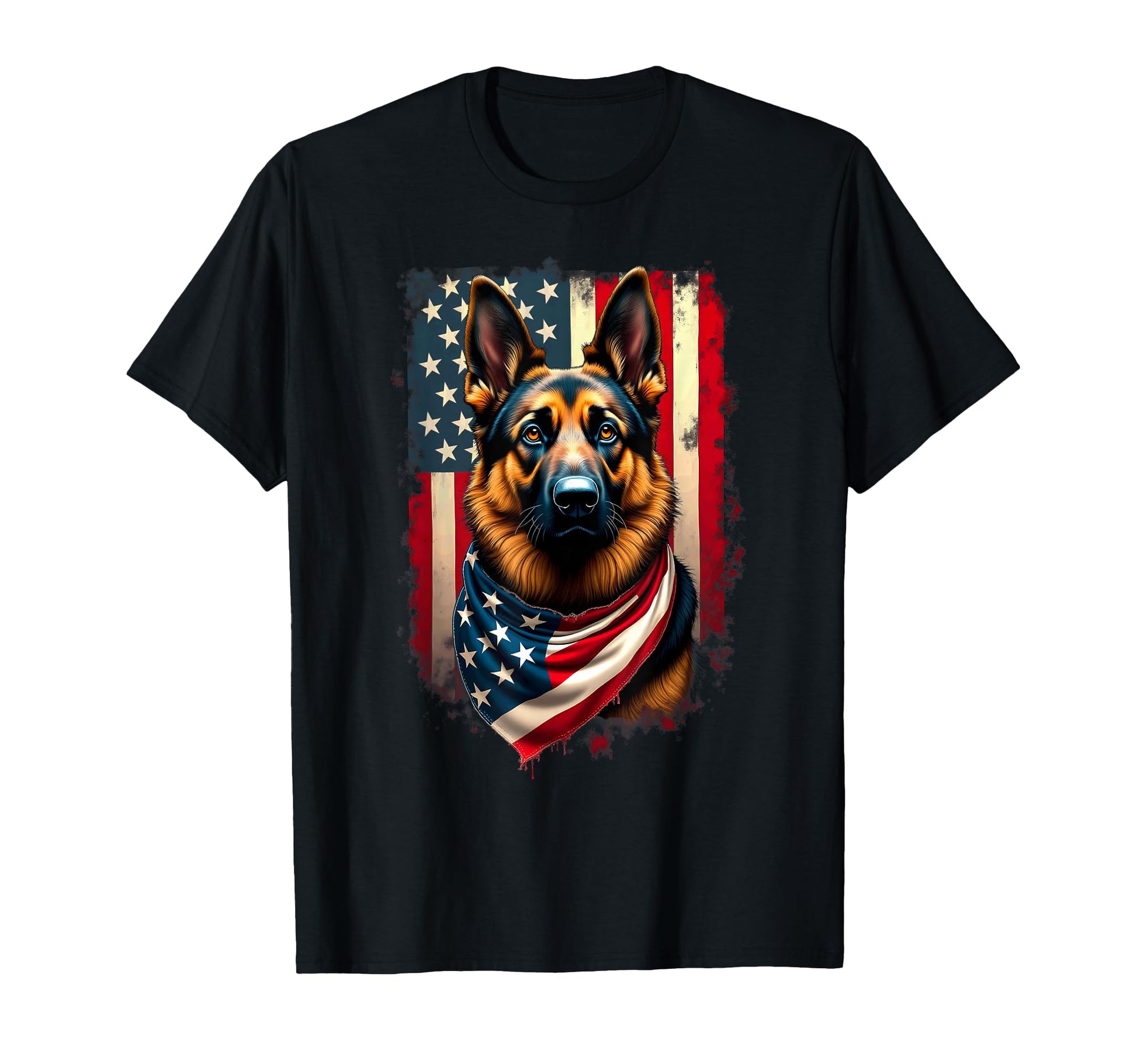 American Flag German Shepherd Dog T-Shirt - Graphic Print Men Women - T-Shirt, Sweatshirt, Hoodie