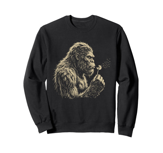 Blowing Wishes Funny Bigfoot Blowing Sweatshirt - Graphic Print for Adults - T-Shirt, Sweatshirt, Hoodie