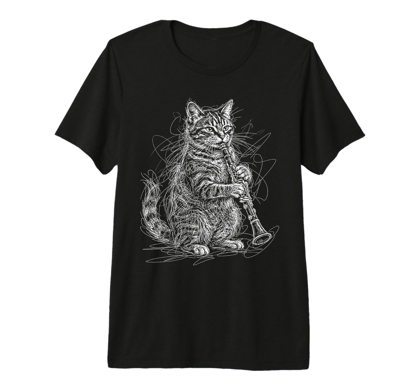 Cat Playing Clarinet Music Funny T-Shirt - Streetwear Style for Adults - T-Shirt, Sweatshirt, Hoodie