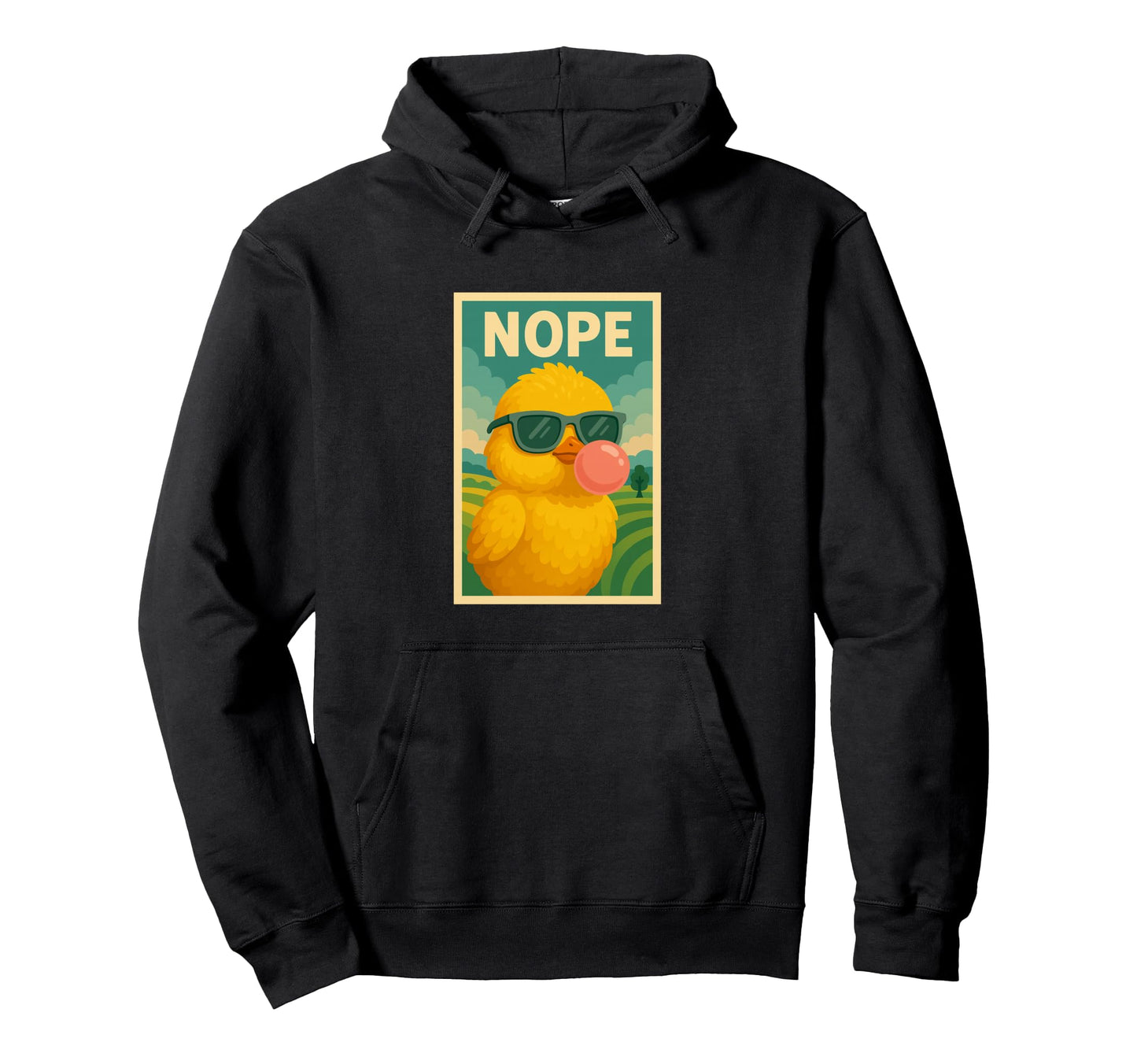 Chicken Nope Chewing Gum Bubble Pop Art Hoodie - Minimalist Print Unisex - T-Shirt, Sweatshirt, Hoodie