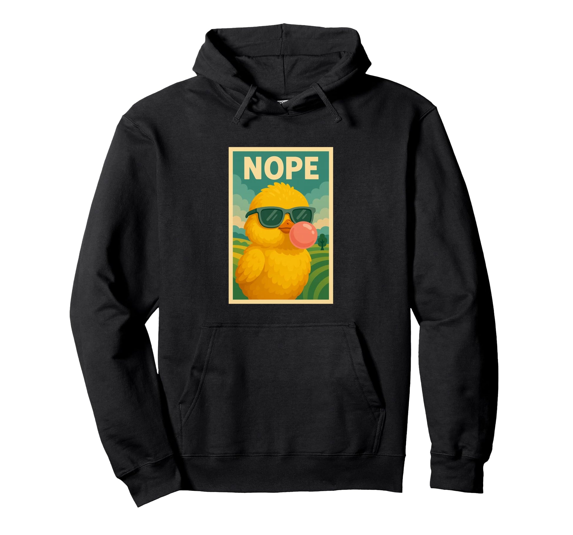 Chicken Nope Chewing Gum Bubble Pop Art Hoodie - Minimalist Print Unisex - T-Shirt, Sweatshirt, Hoodie
