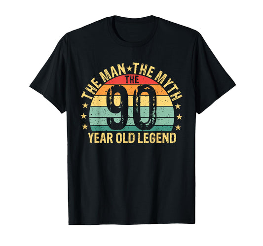 90Th Birthday Legend Dad Myth Sunset T-Shirt - Custom Art Print Men Women - T-Shirt, Sweatshirt, Hoodie