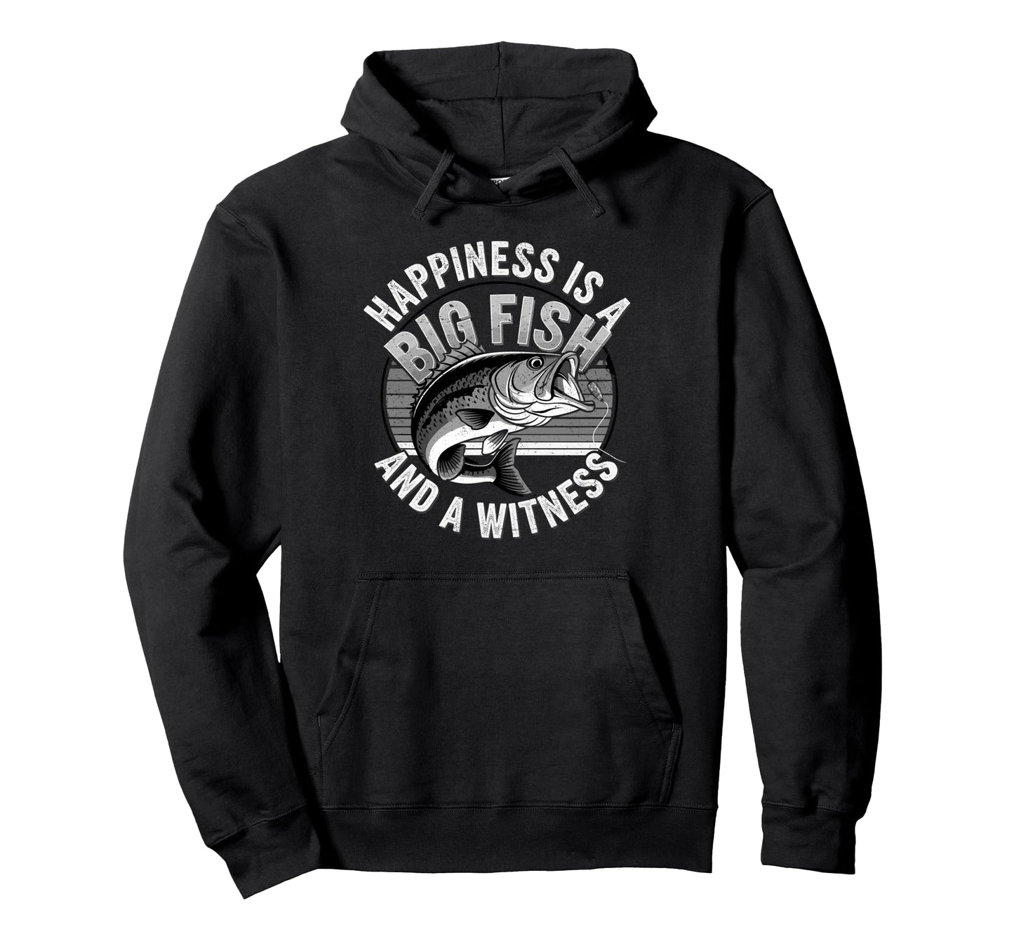 Fisherman Happiness Is Big Fish Funny Hoodie - Minimalist Print Men Women - T-Shirt, Sweatshirt, Hoodie