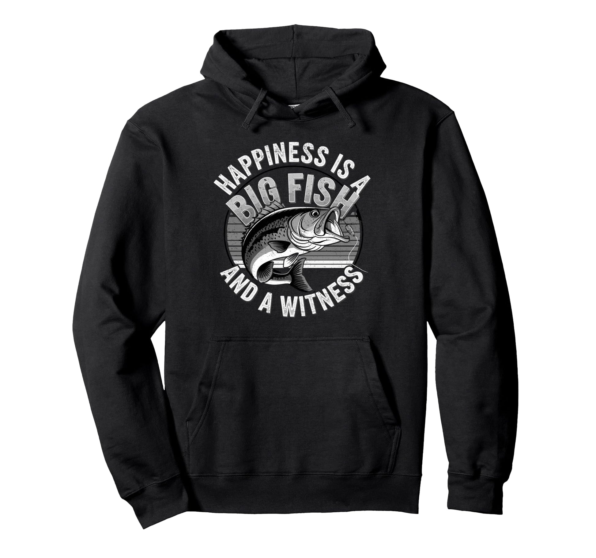 Fisherman Happiness Is Big Fish Funny Hoodie - Minimalist Print Men Women - T-Shirt, Sweatshirt, Hoodie