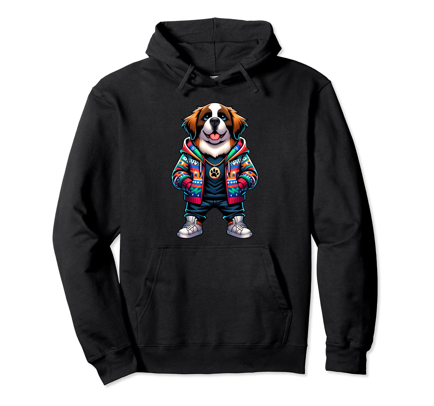 St Bernard Dog Jacket Outfit Dog Mom Dad Hoodie - Novelty Apparel Men Women - T-Shirt, Sweatshirt, Hoodie