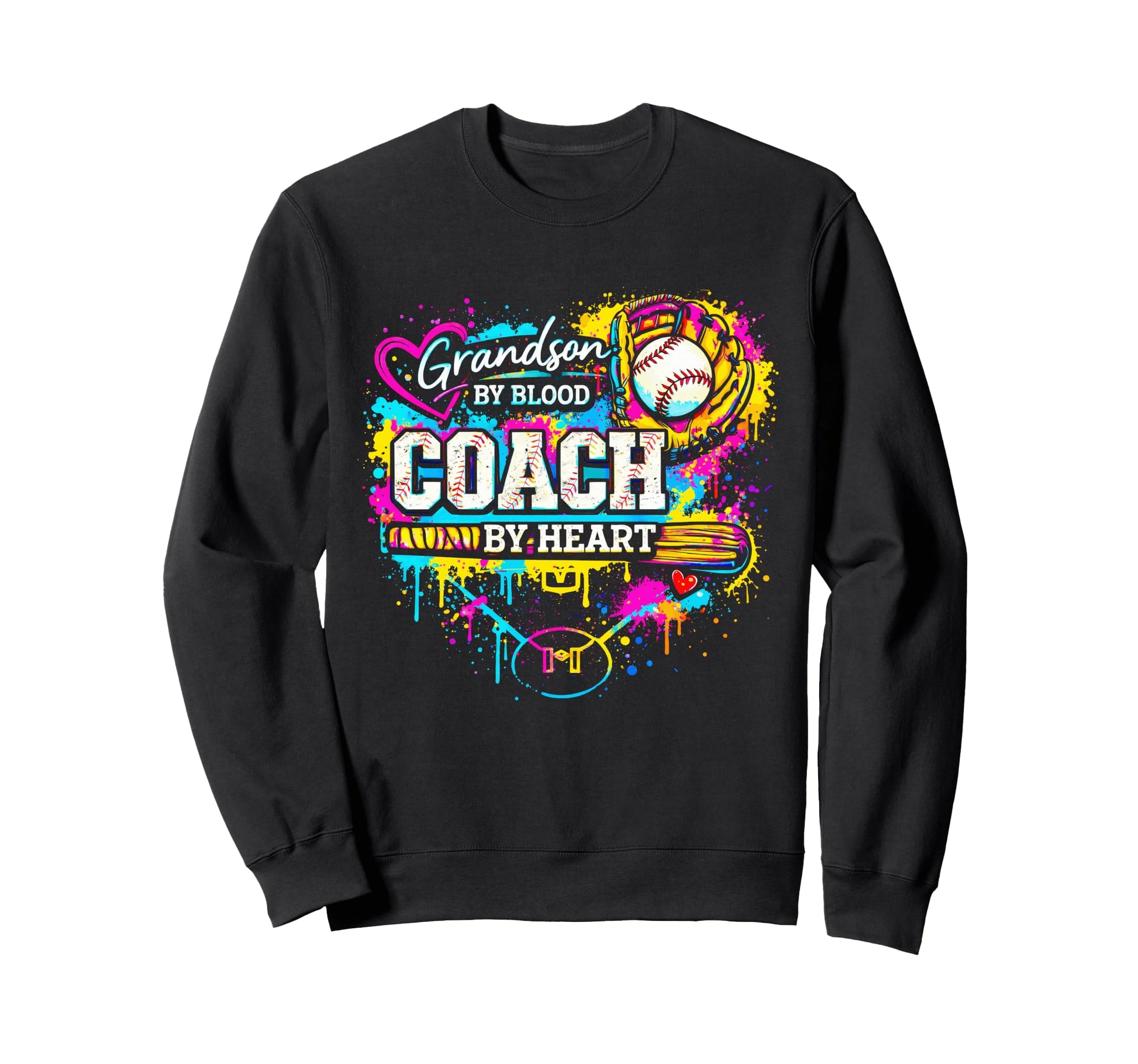 Grandson Blood Coach Heart Baseball Sweatshirt - Streetwear Style Unisex - T-Shirt, Sweatshirt, Hoodie