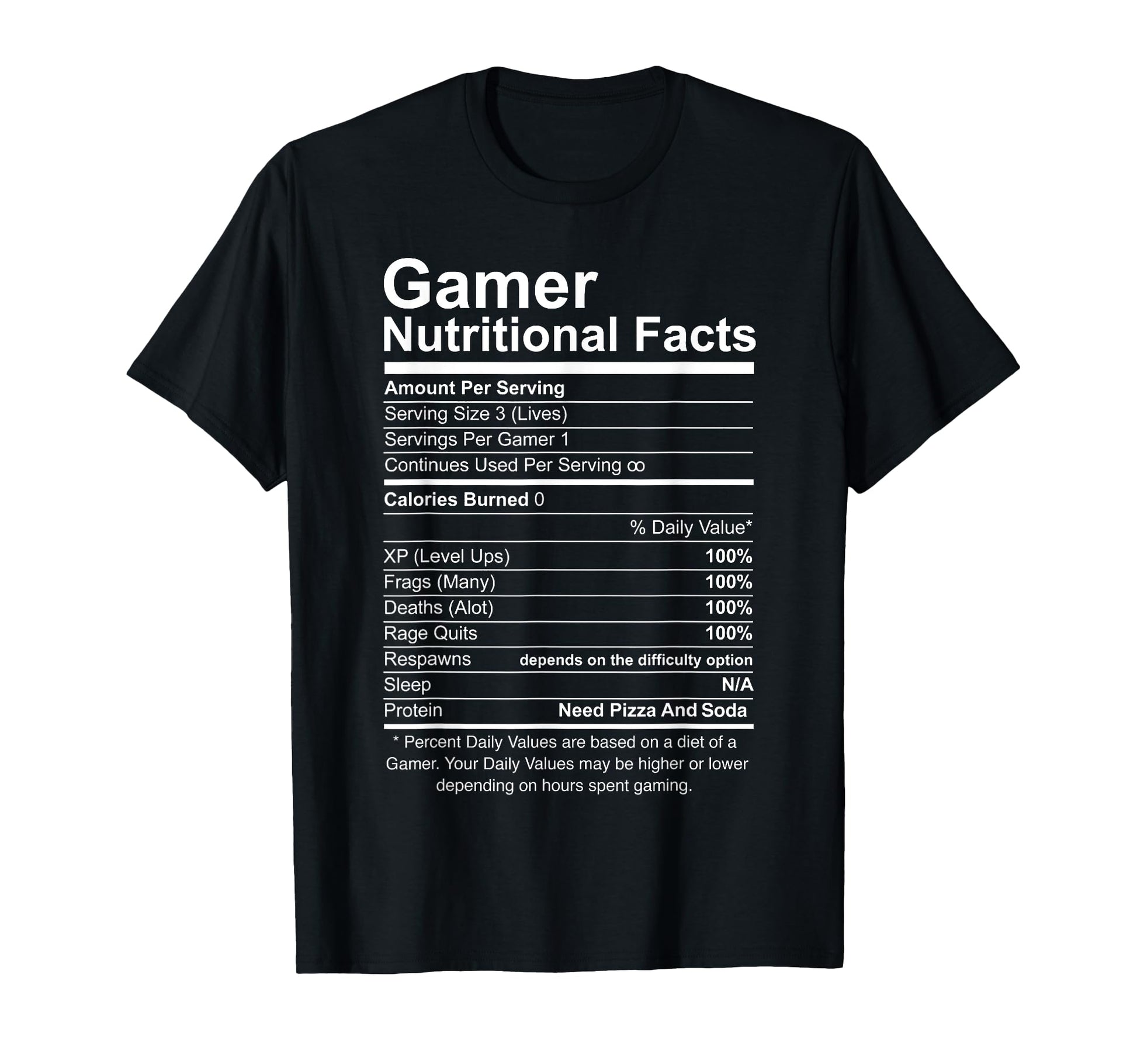 Gamer Nutritional Facts Gamer Video T-Shirt - Trendy Graphic for Adults - T-Shirt, Sweatshirt, Hoodie