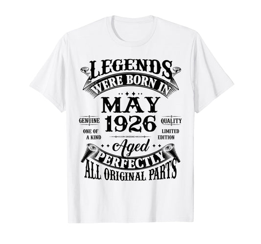 100Th Birthday Gift Legend Born May T-Shirt - Aesthetic Graphic Men Women - T-Shirt, Sweatshirt, Hoodie