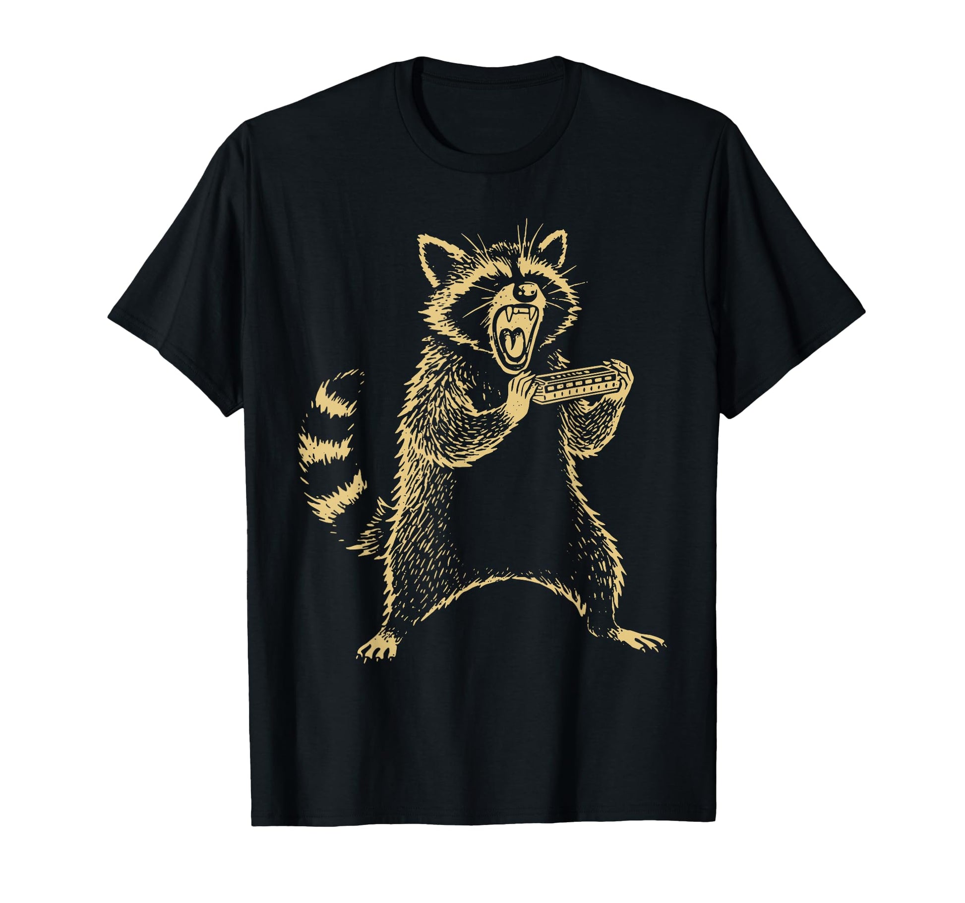 Raccoon Playing Harmonica Musician T-Shirt - Streetwear Style for Adults - T-Shirt, Sweatshirt, Hoodie