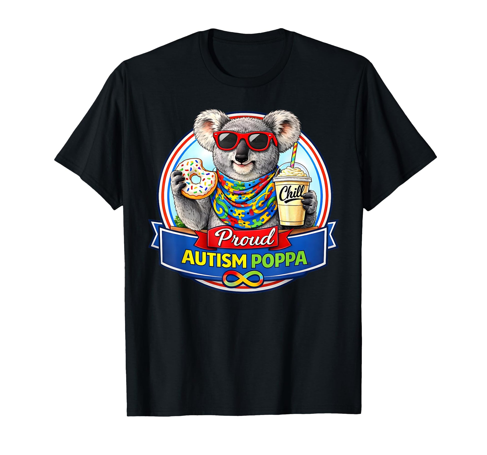 Autism Poppa Koala Bear T-Shirt - Fun Novelty Design for Adults - T-Shirt, Sweatshirt, Hoodie