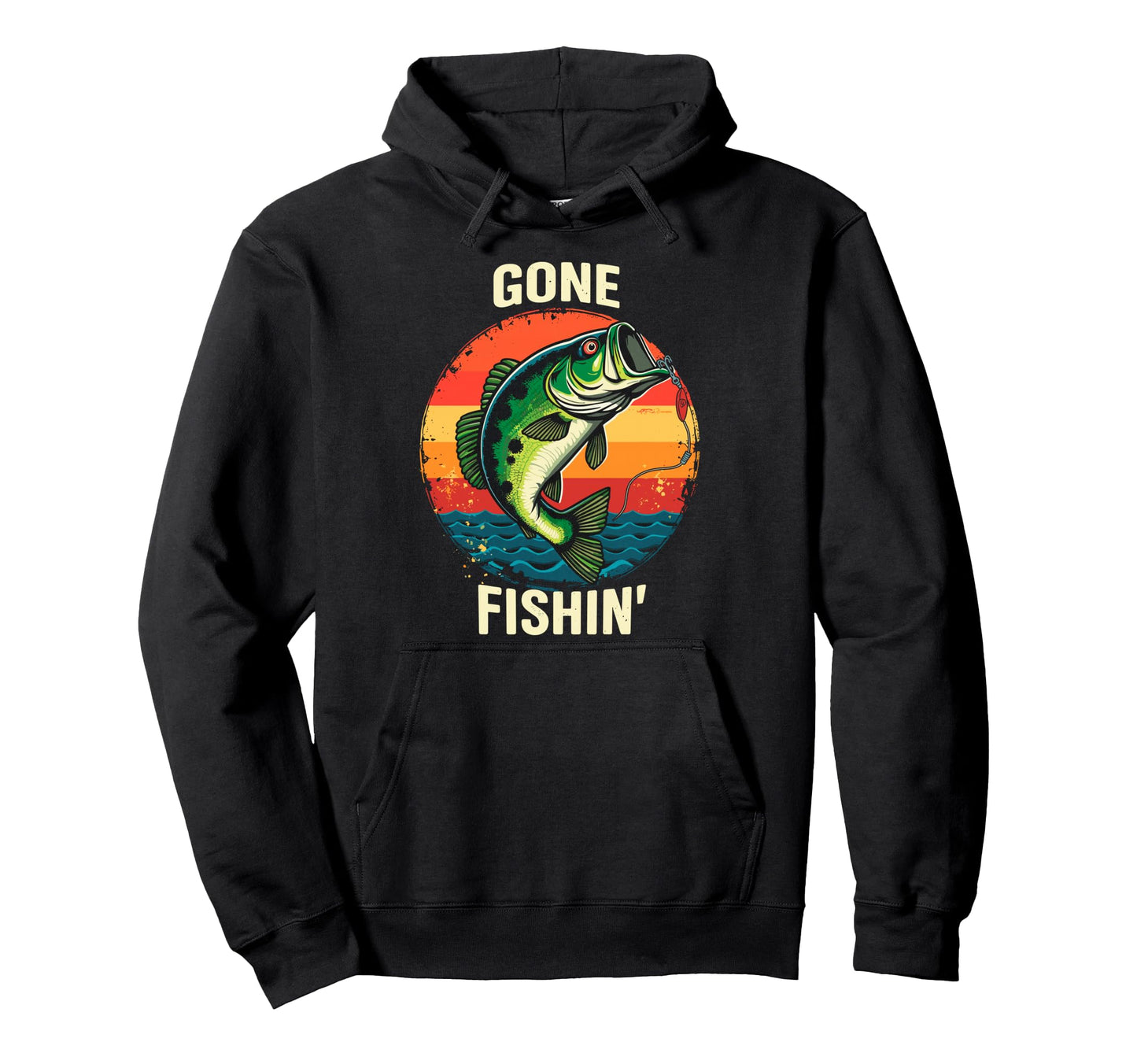 Bass Fisherman Gone Fishin Bass Hoodie - Aesthetic Graphic for Adults - T-Shirt, Sweatshirt, Hoodie