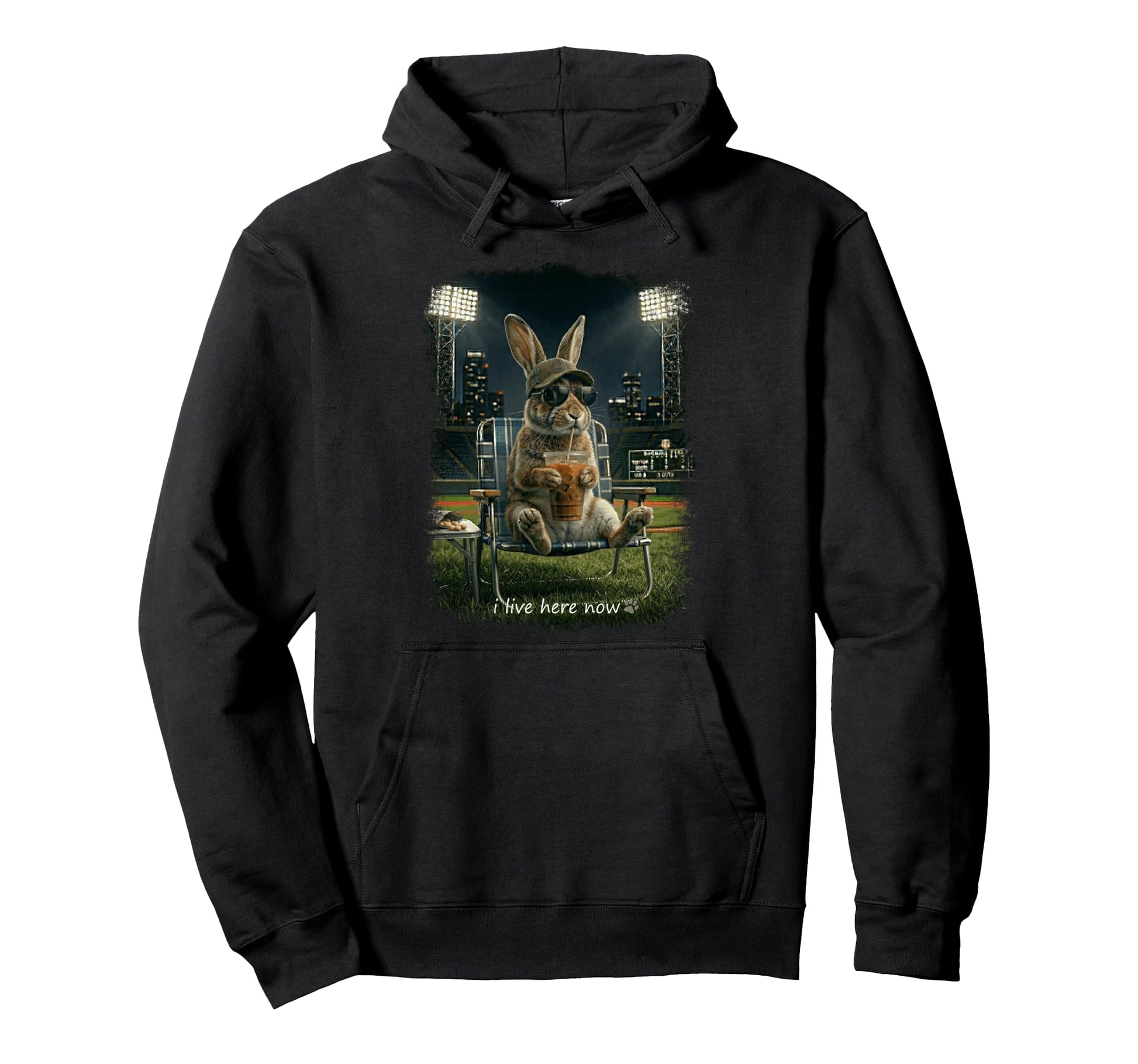 Funny Rabbit Ballfield Baseball Field Hoodie - Minimalist Print Men Women - T-Shirt, Sweatshirt, Hoodie