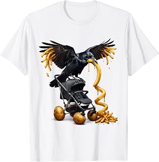 Sneaky Crow Stealing Fries From a Stroller T-Shirt Unisex T-shirt, Sweatshirt, Hoodie, Long Sleeve Tee - T-Shirt, Sweatshirt, Hoodie